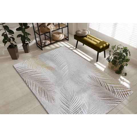 Teppich Mila moderner Teppich, elegant glänzender Kurzflor, the carpet, Rechteck, Höhe: 8 mm, Wohnzimmer, Schlafzimmer, Glanzeffekt
