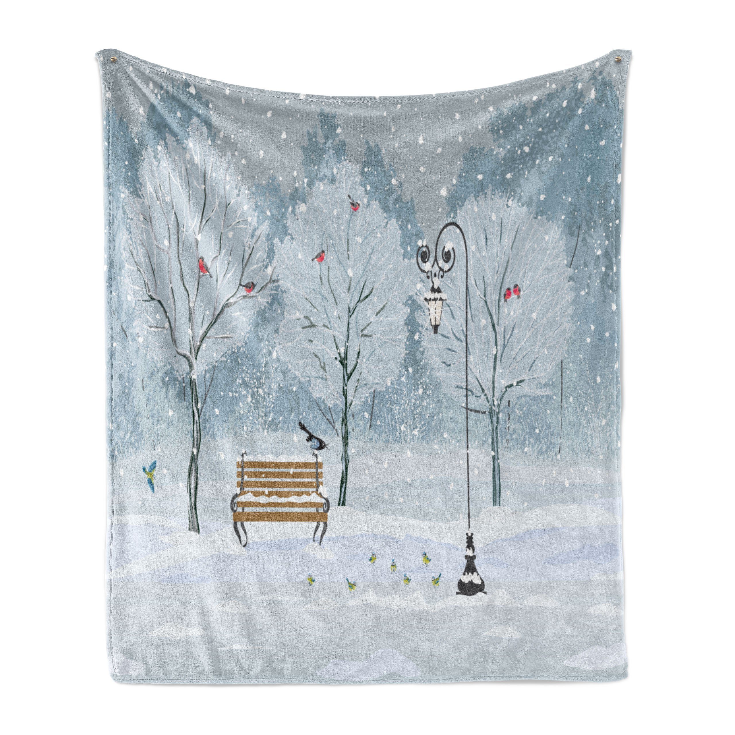 Wohndecke Gemütlicher Plüsch für den Innen- und Außenbereich, Abakuhaus, Winter Schnee in Park Weihnachtsbaum