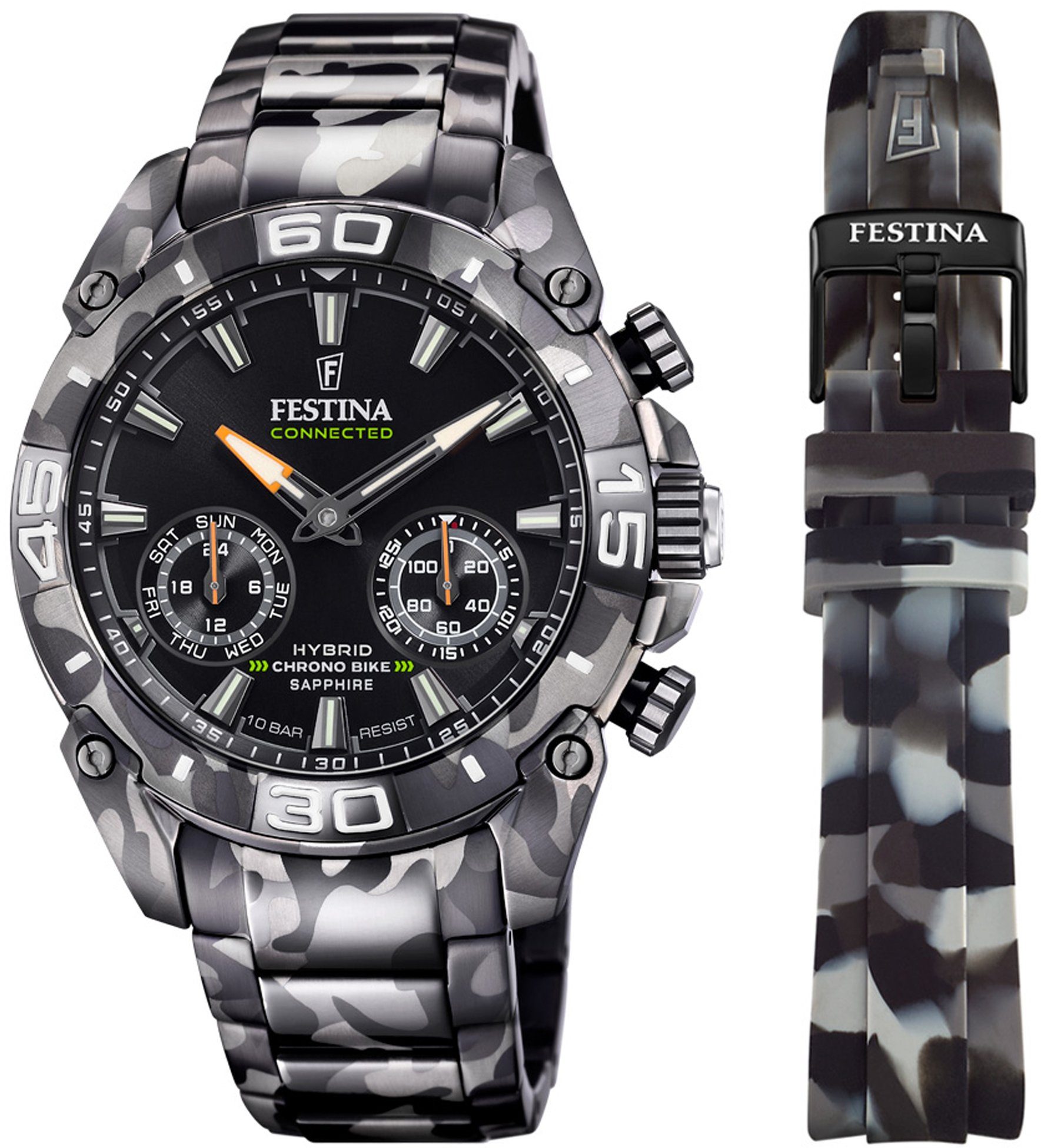 Festina Chronograph Chrono Bike 2021 - Special Edition Connected, F20545/1, (Set, 2-tlg., mit Wechselband), ideal auch als Geschenk