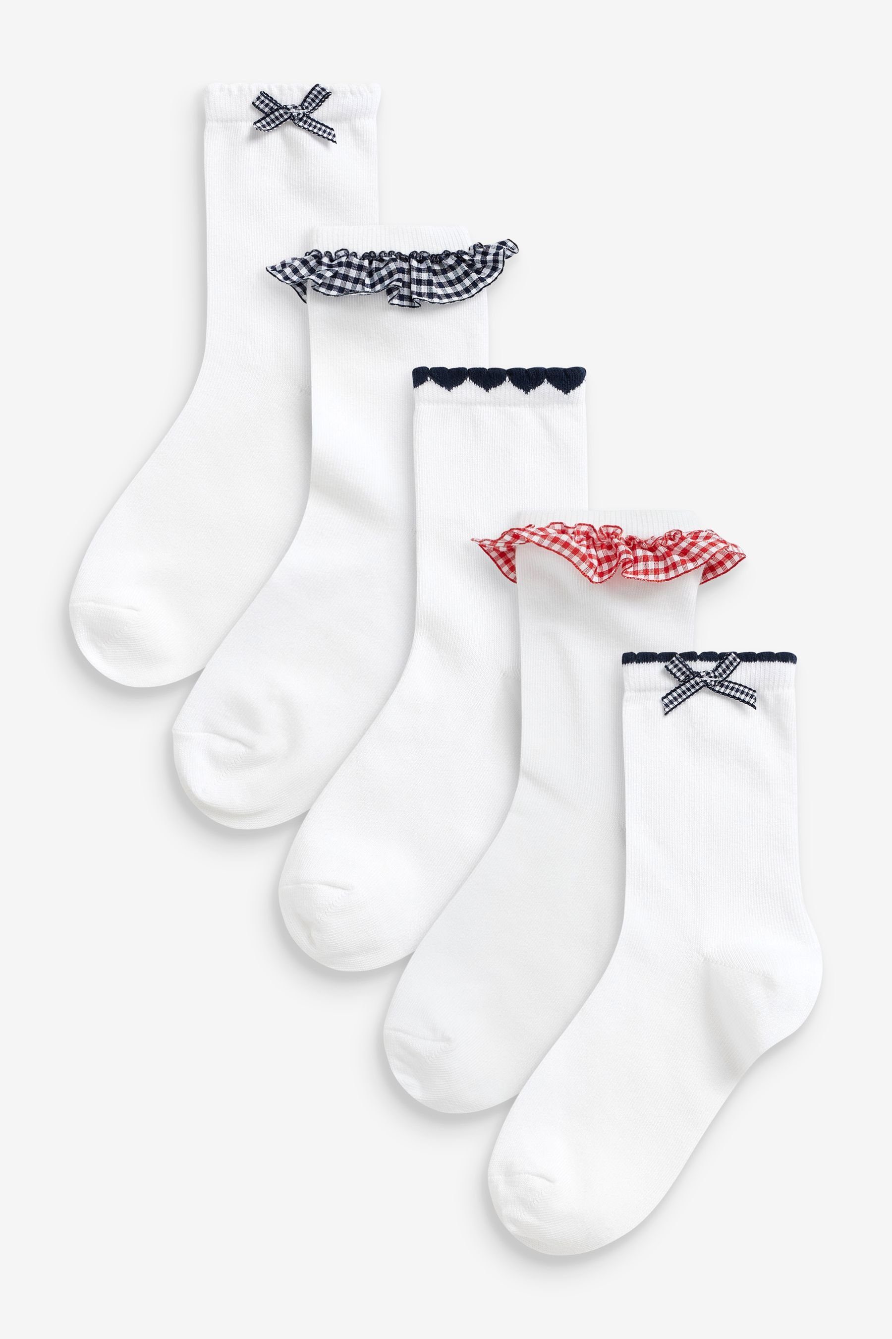 5 Vichykaro-Söckchen Kurzsocken Navy mit Next (5-Paar) hohem x Baumwollanteil