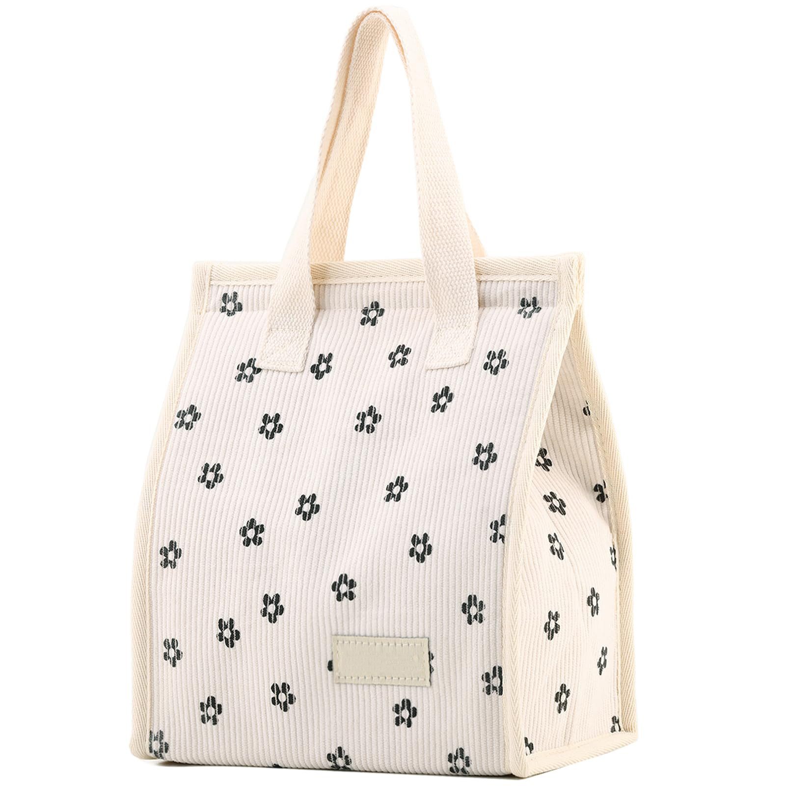 Agger Kühltasche Isolierte Lunchtasche aus Cord, wiederverwendbare Lunchbox, stylische Tragetasche für Damen & Herren