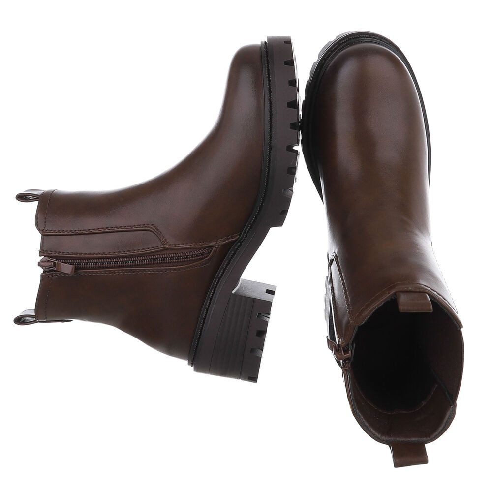 Ital-Design Bequemer Schlupfschuh für Damen mit stilvollem Design Chelseaboots (90927452) Blockabsatz Stiefeletten in Braun
