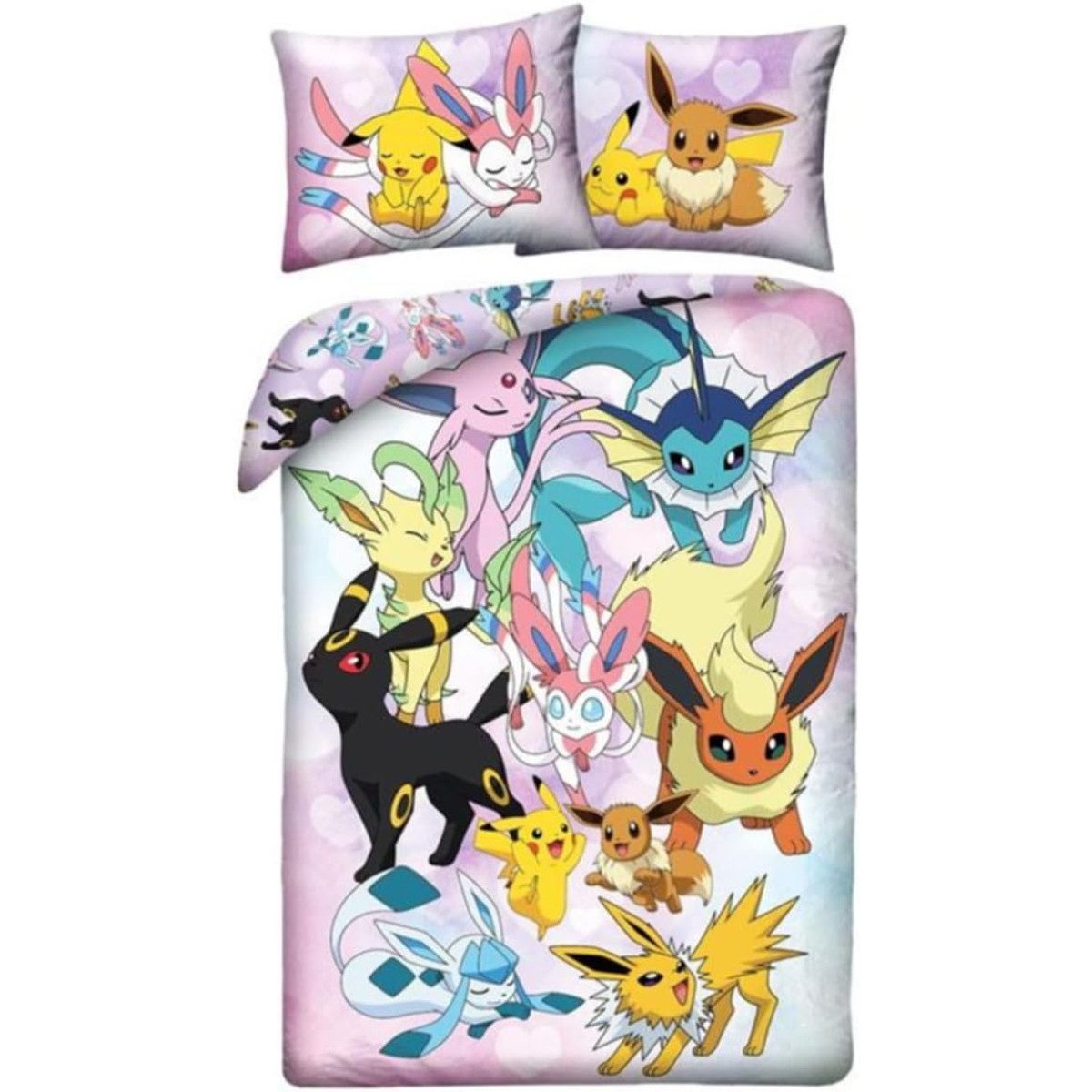 POKÉMON Bettwäsche Set aus Mikrofaser Deckenbezug 140 × 200 cm mit 70 × 90 cm Kissenbezug, Mikrofaser, 2 teilig