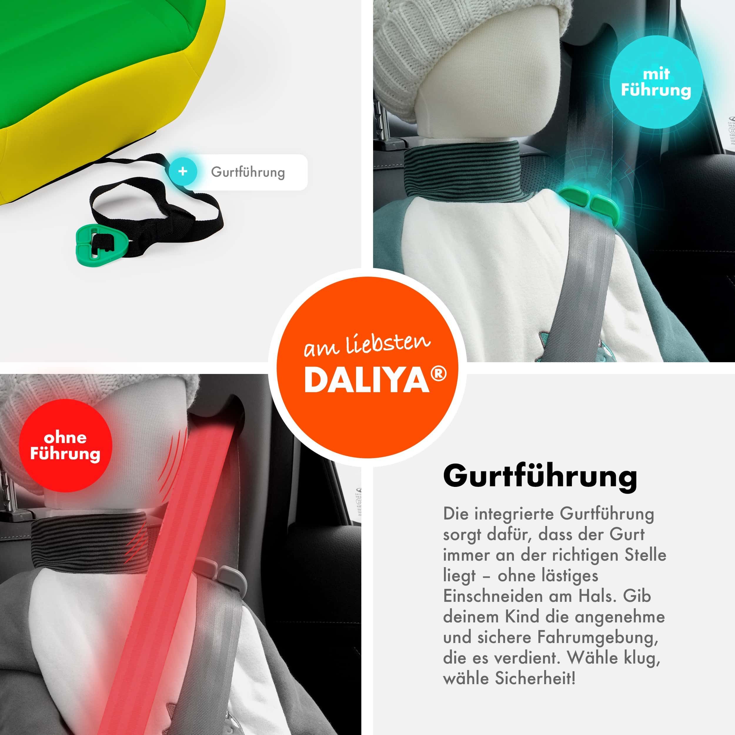 Daliya® Kindersitzerhöhung QUBIX I-Size Sitzerhöhung, Kindersitzerhöhung, Kindersitz, ab: ab 6 Jahre oder 125cm Körpergröße, bis: bis 12 Jahre oder 150cm Körpergröße, ab: 125 cm, bis: 150 cm, (Packung, 1-tlg), I-Size, Gurtfix, ergonomisch, weich, waschbarer Bezug