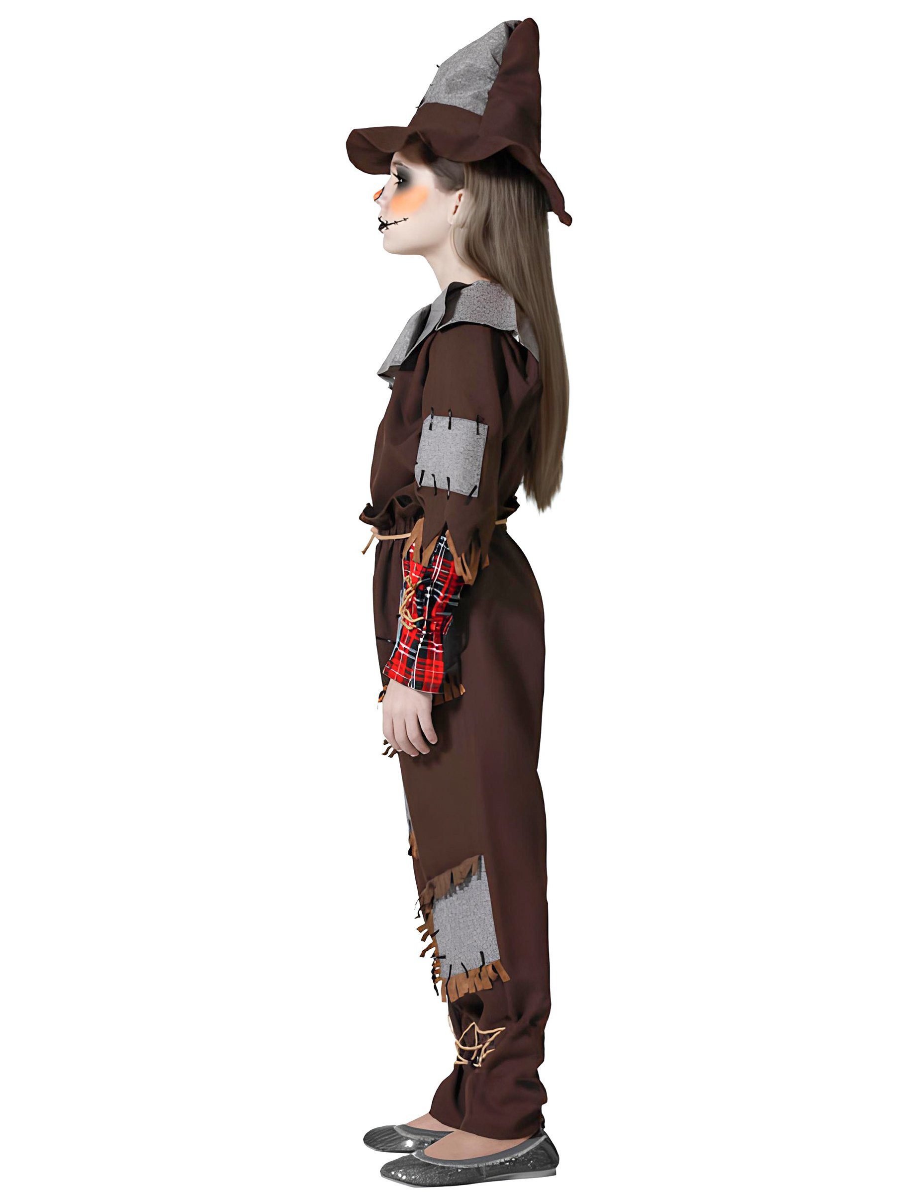 atosa Kostüm Blutiges Vogelscheuchen Mädchenkostüm braun rot