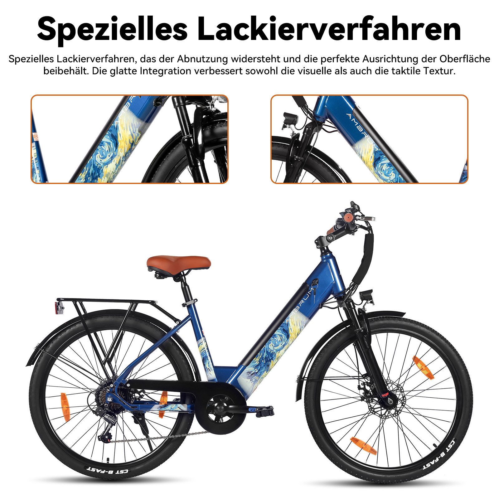 HILAND E-Bike 26" E-Mountainbike mit Shimano-Schaltung, Gepäckträger & Nabenmotor, Heckmotor, 280,8 Wh