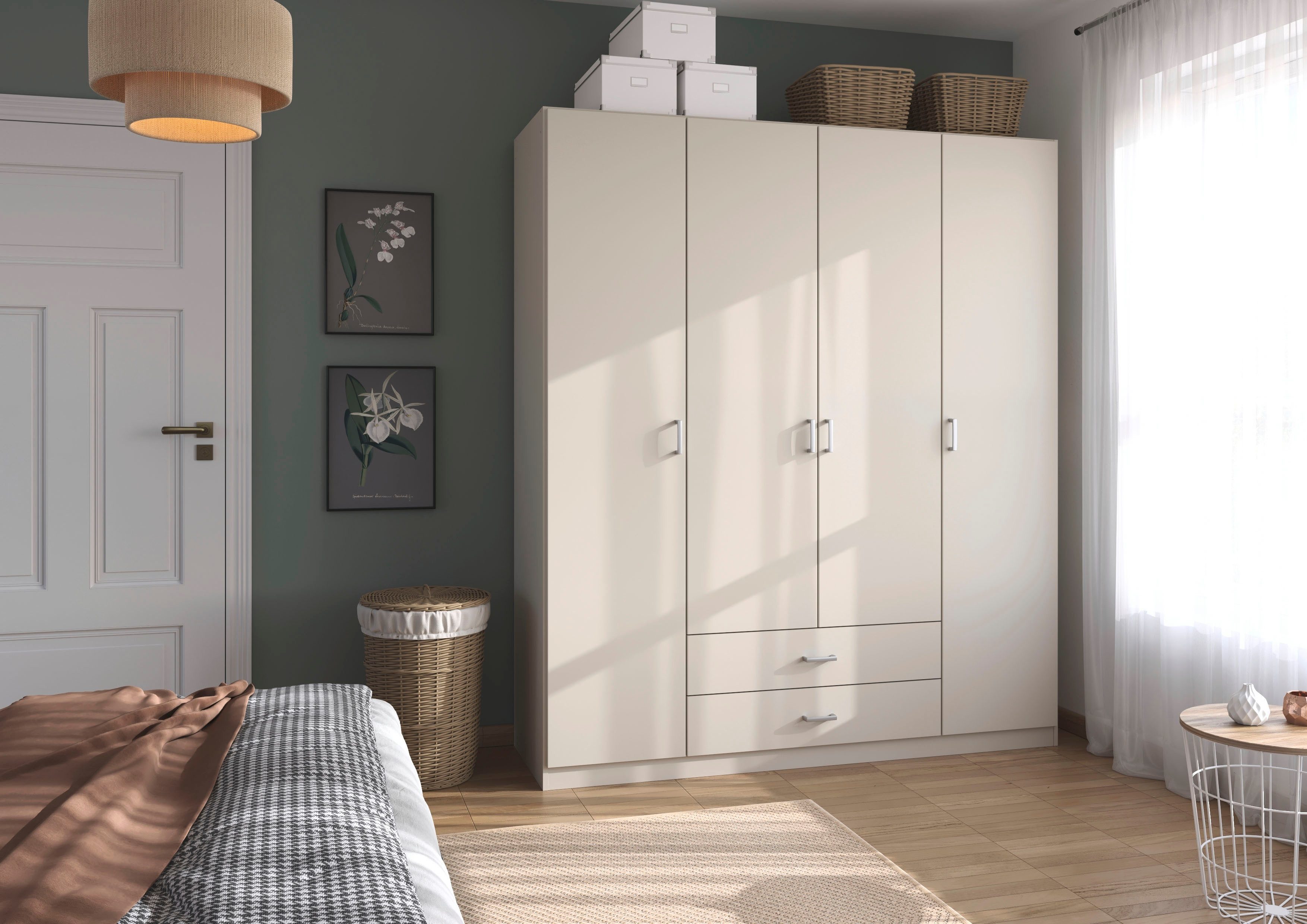 rauch Drehtürenschrank Kleiderschrank Garderobe GAMMA Breiten 181 cm (in 3 Ausstattungen BASIC/CLASSIC/PREMIUM (inkl. SOFT-CLOSE-Funktion) mit Schubladen, verschiedene Griff-Varianten TOPSELLER MADE IN GERMANY