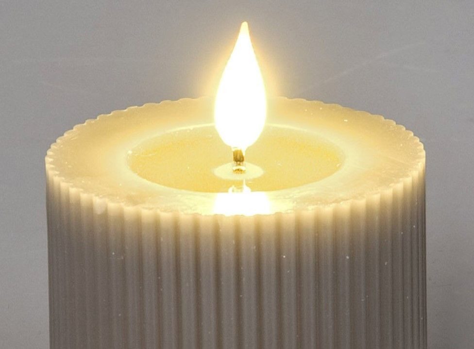 formano LED-Kerze Streifen, Mit Timerfunktion, Grau, Motiv: Rillen günstig online kaufen