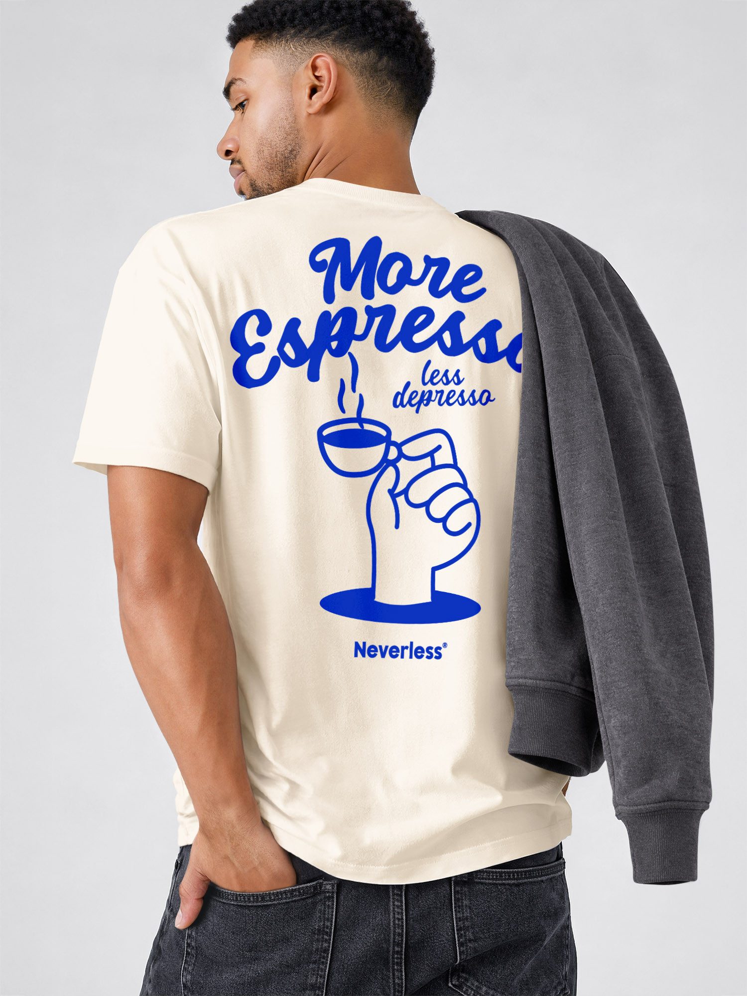 Neverless Oversize-Shirt Herren T-Shirt - More Espresso - Relaxed Fit Sommer Fashion mit Print – Bild 5 von 5