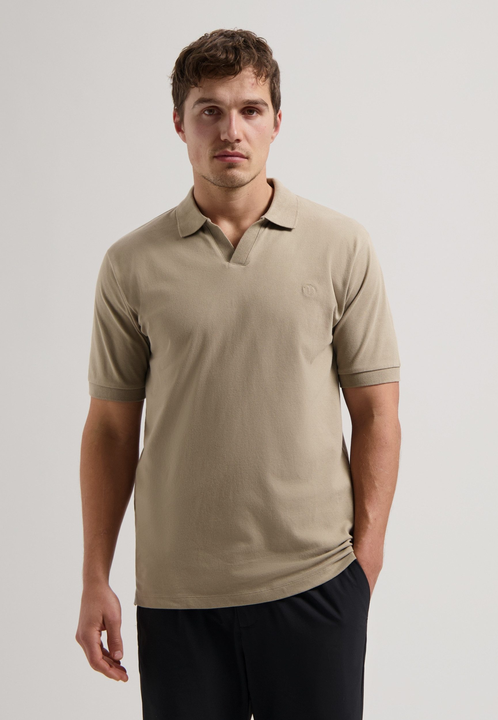 Dstrezzed T-Shirt DS_Bowie V-Neck Polo Timber Wolf