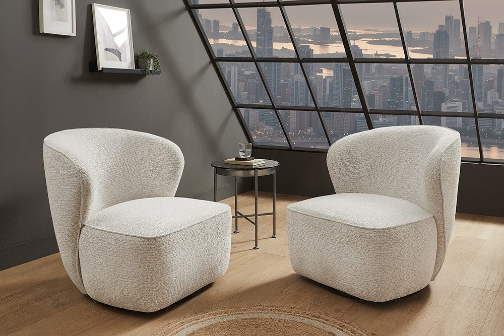 riess-ambiente Drehsessel GATSBY beige - Bouclé, 360° drehbar, Polster, Rundumbezug, montiert (Einzelartikel, 1-St), Stilvoller Sitz - ideal für Wohn- & Schlafzimmer, Lofts oder Lounges