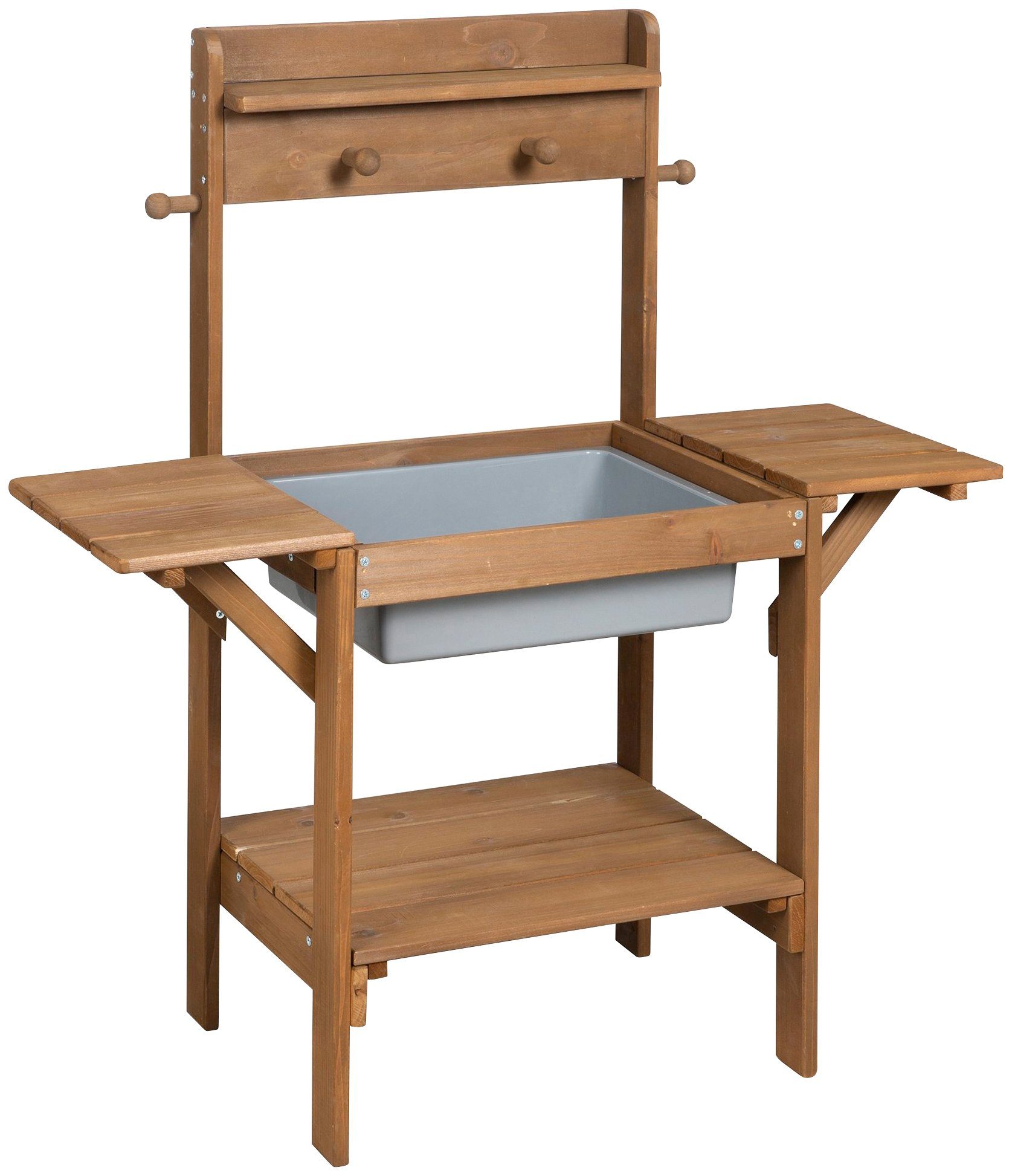 roba® Outdoor-Spielküche Matschküche MIDI Holz, Kunststoff, braun
