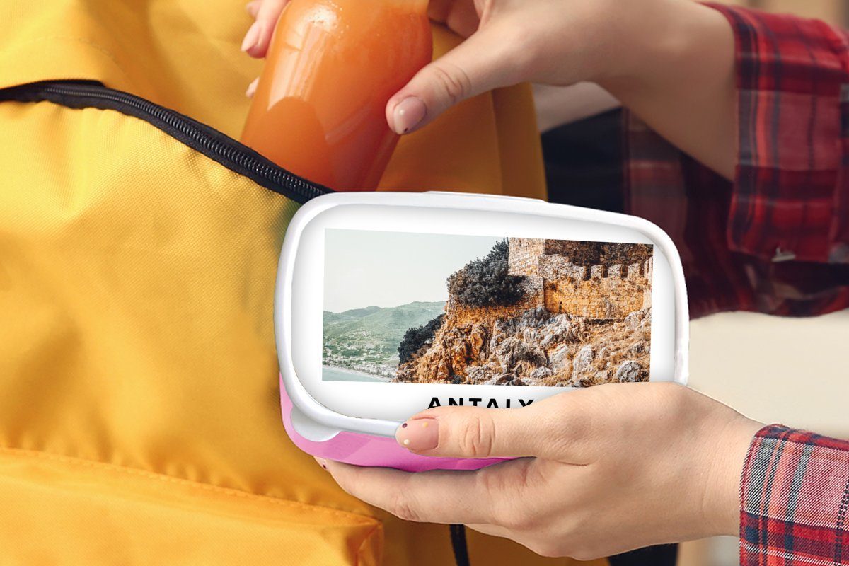 Steine, rosa - Snackbox, Kunststoff MuchoWow Türkei Brotdose für Natur Brotbox Kunststoff, Kinder, Lunchbox (2-tlg), - Mädchen, Erwachsene,