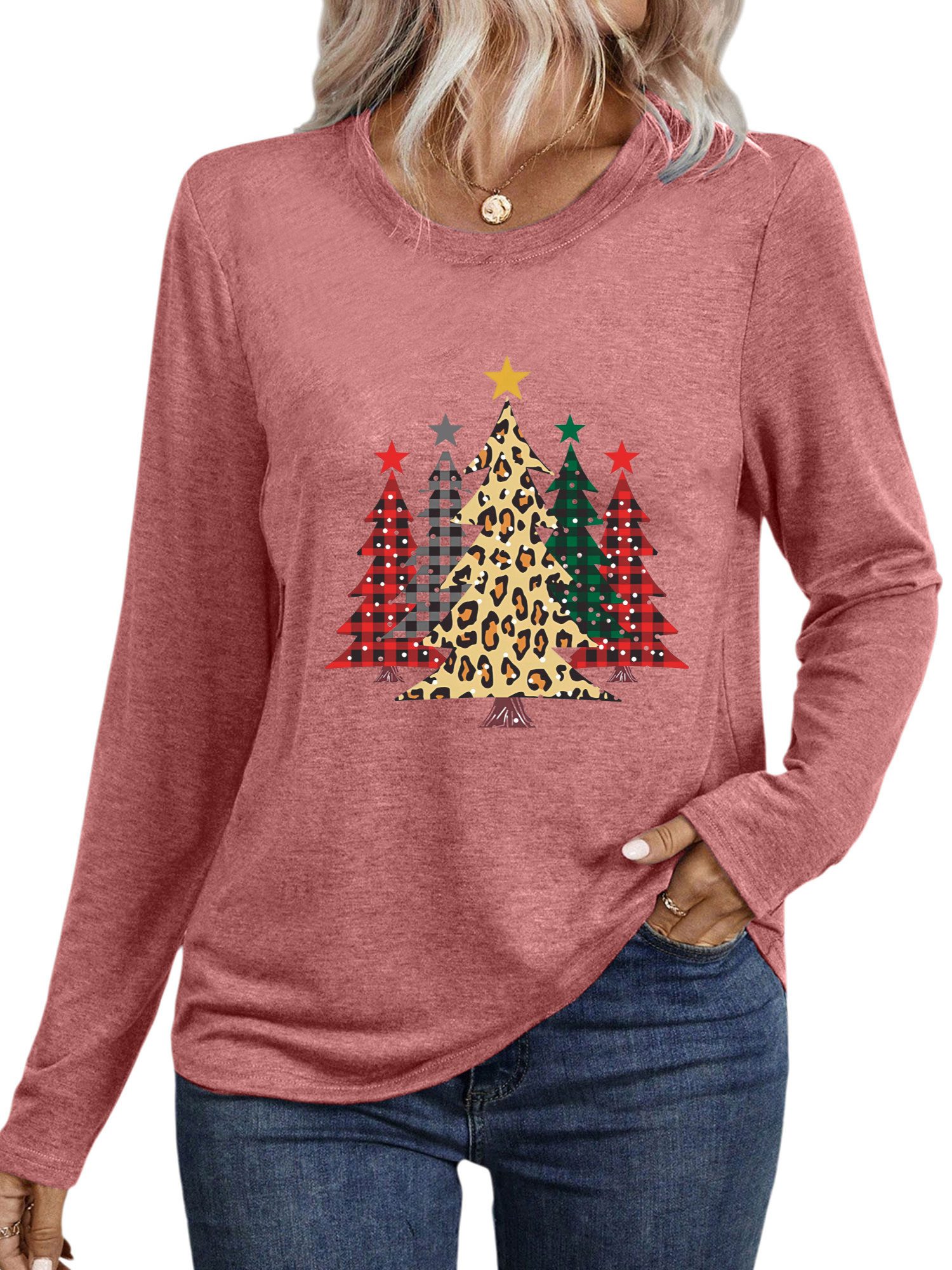 PYLIKE Longsleeve Damen Festlich Rundhal Longsleeve mit AnimalPrint-Shirt W günstig online kaufen