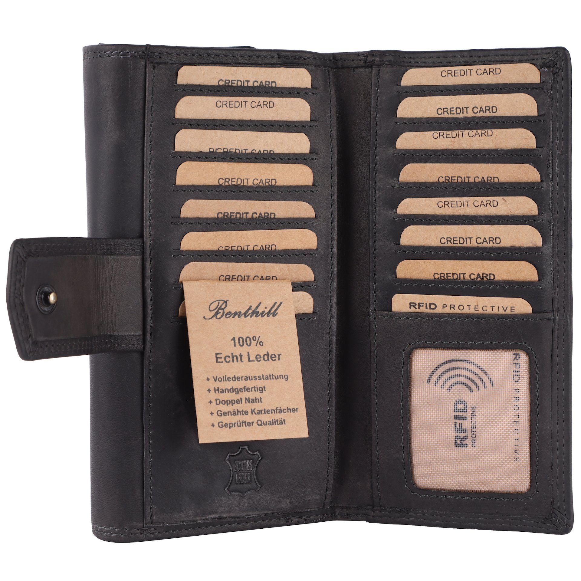 Benthill Geldbörse Damen Groß Echt Leder RFID vielen Kartenfächer XXL Porte günstig online kaufen