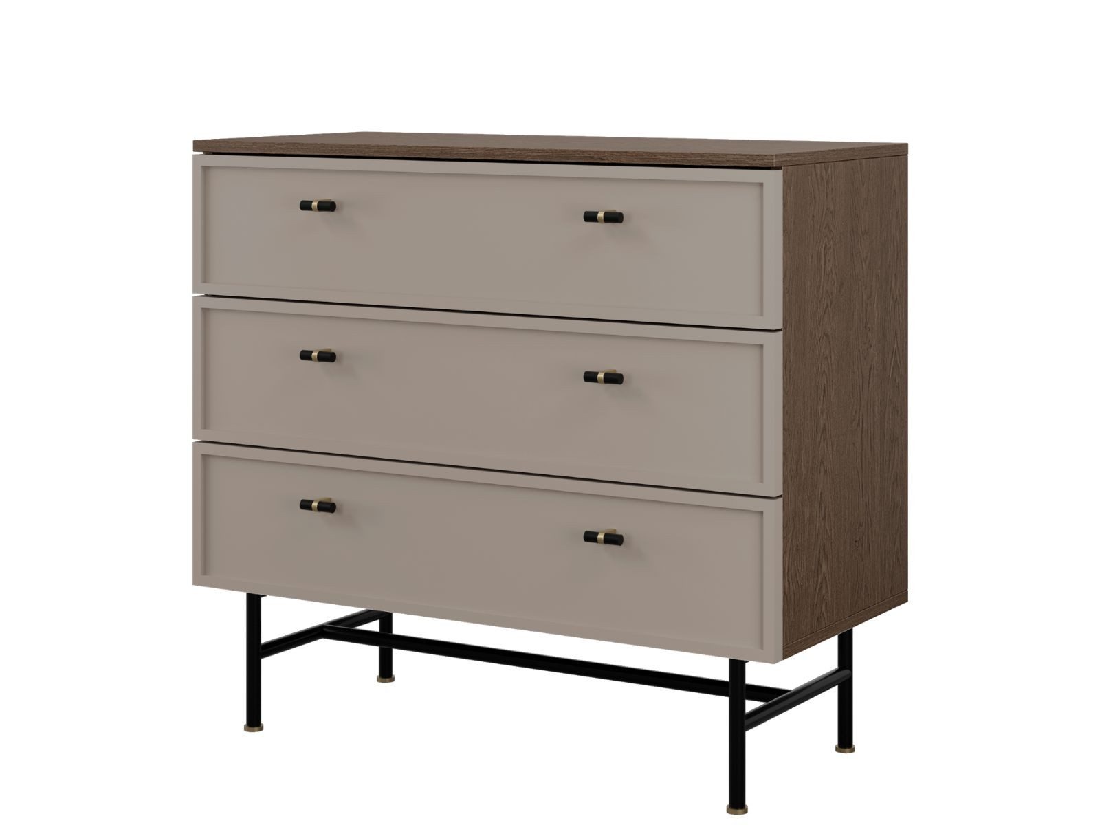Compleo Sideboard mit 3 Schubladen, Eiche oder Dunkelnussbaum, Made in EU, Modern Wohnzimmer