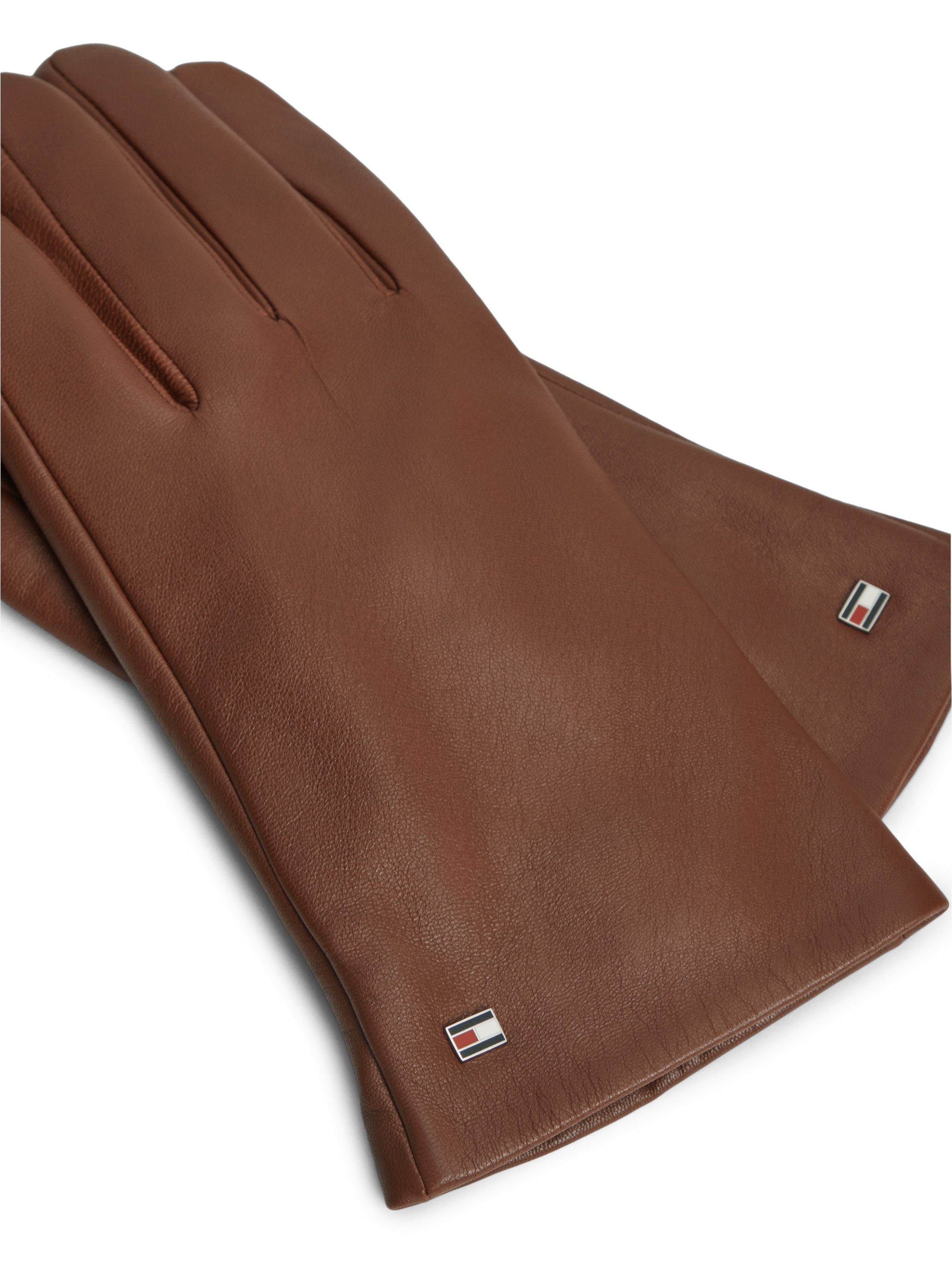 Tommy Hilfiger Lederhandschuhe ESSENTIAL FLAG LEATHER GLOVES mit Tommy Hilfiger Flagge