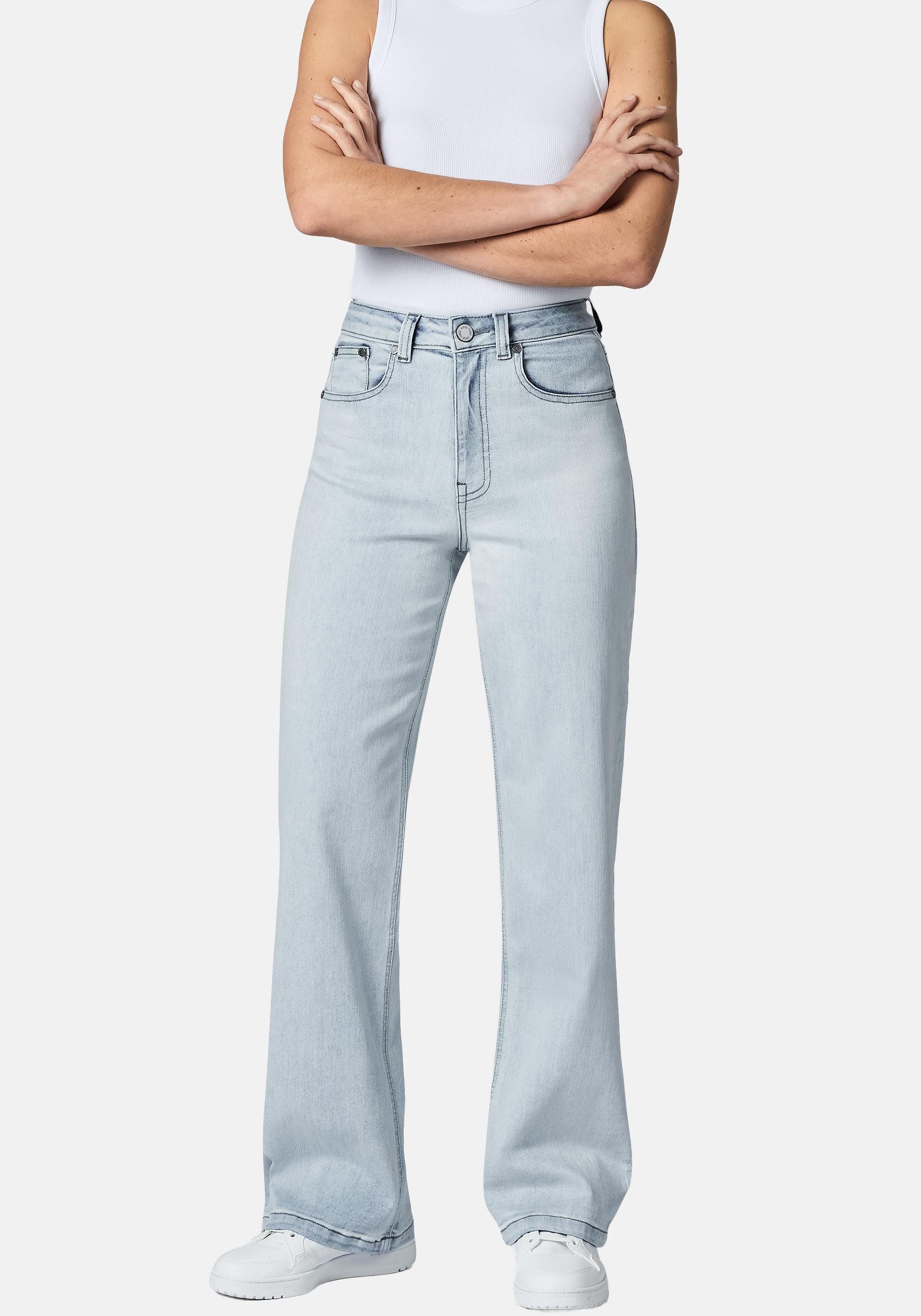 PEAK TIME Weite Jeans Eklipsa Damen Wide Leg Jeans mit Logoprägung