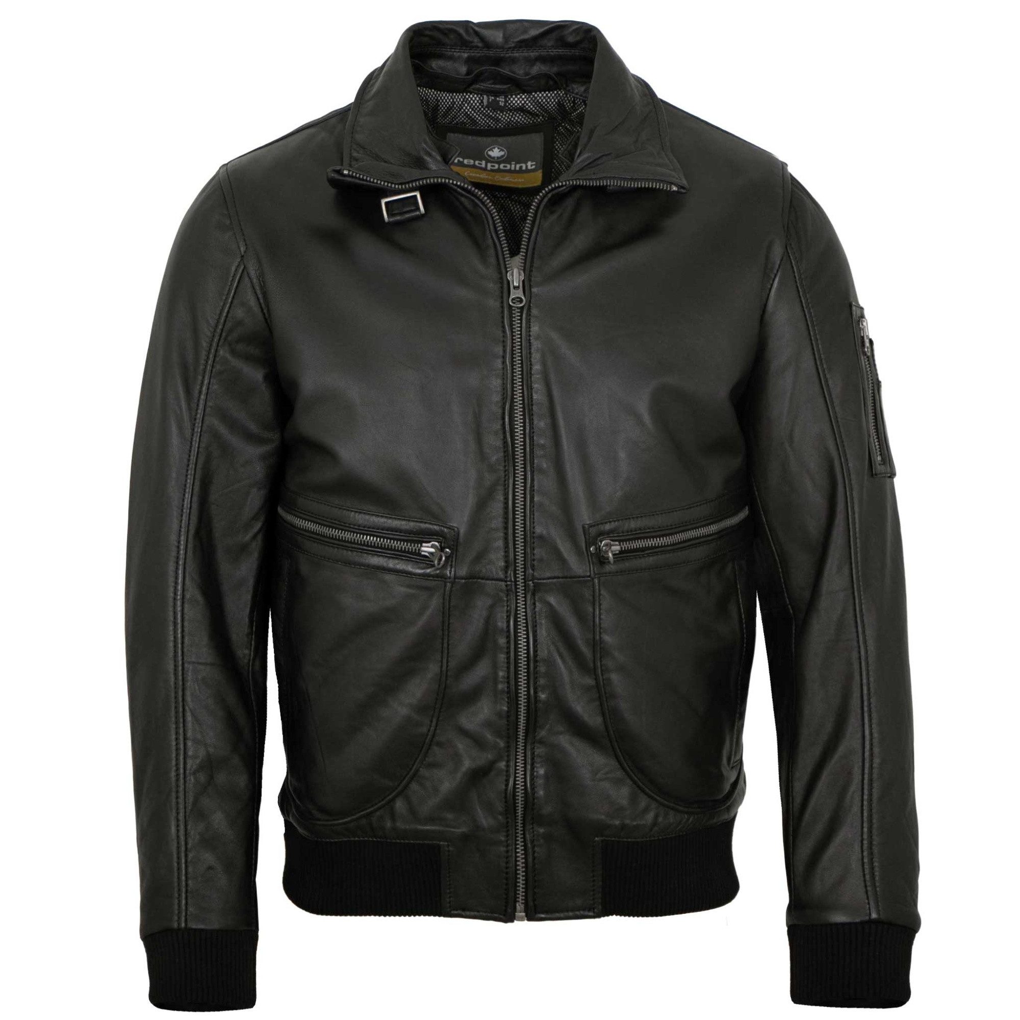 Redpoint Lederjacke Globe Redpoint - Herren Lederjacke Fellkragen Lammnappa schwarz