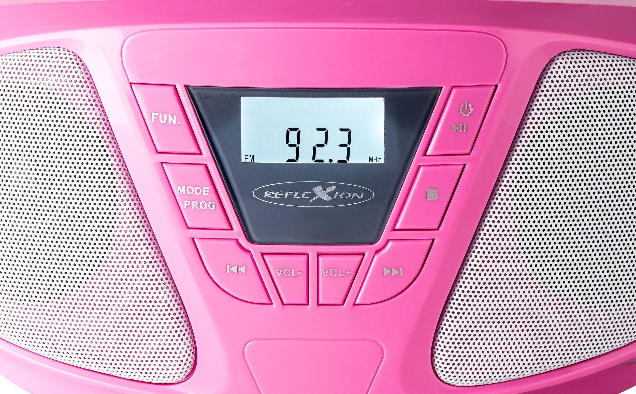 CDR614 W, 16,00 Tracks) 20 Radio, Stereo mit (UKW Radio, Boombox PLL Programmier-Funktion CD-Player (CD: Reflexion pink
