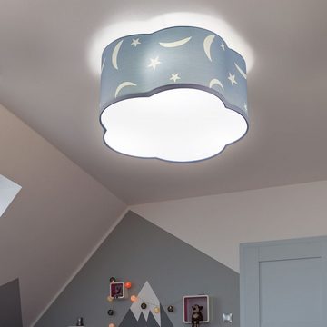 etc-shop Dekolicht, Leuchtmittel nicht inklusive, Deckenlampe Kinderzimmerleuchte pastellblau Wolke Spielzimmer 3x E27