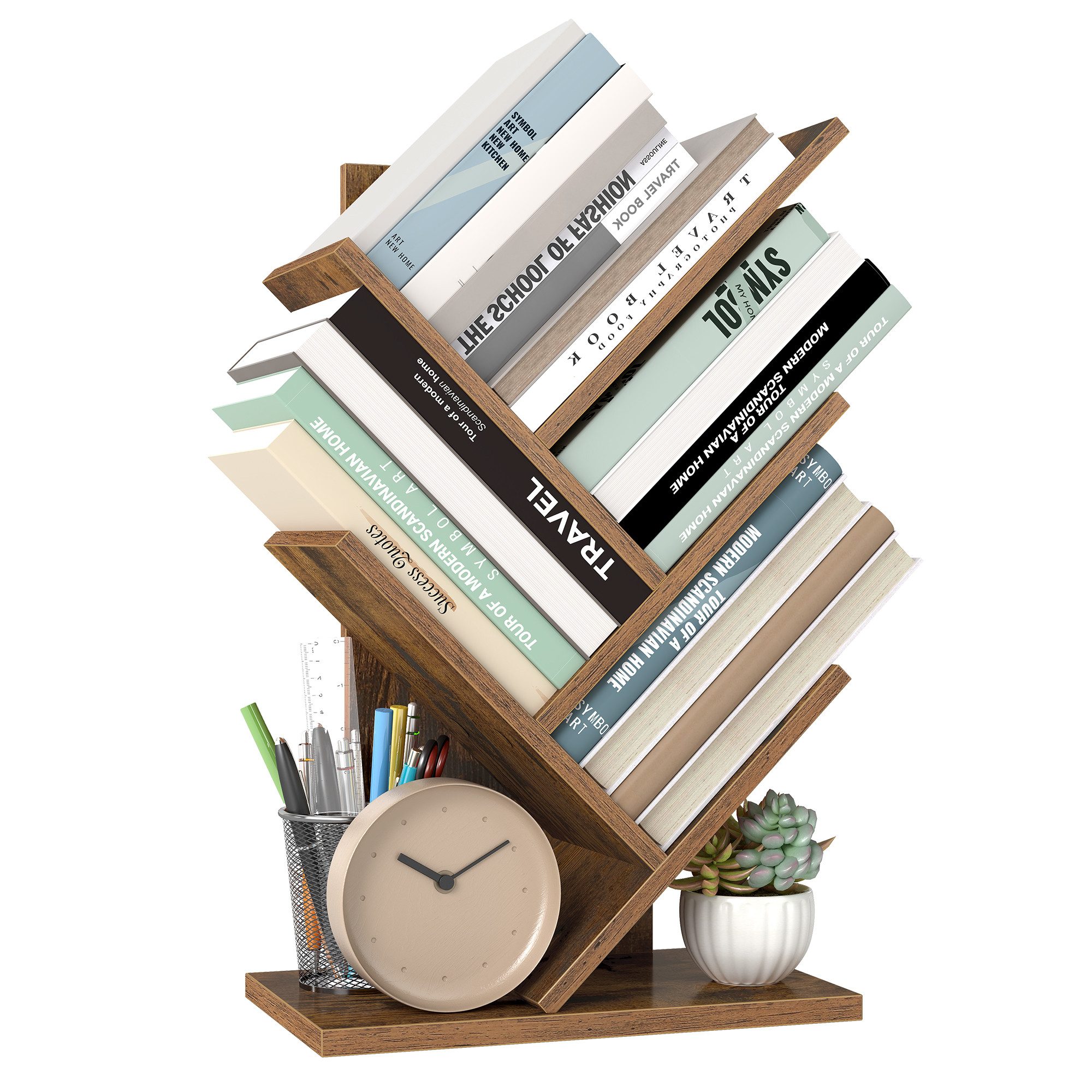 VASAGLE Bücherregal, Baumform, Standregal 5 Ebenen, Eckregal