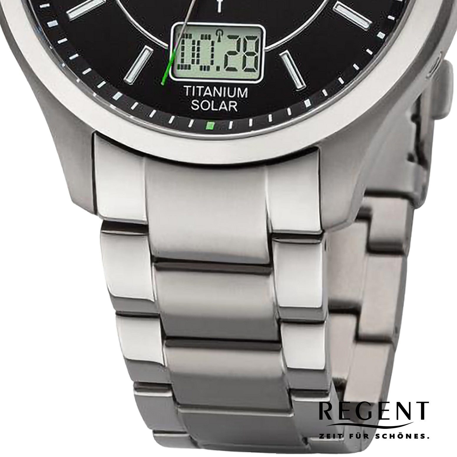 Regent Quarzuhr Regent Herren Armbanduhr Analog-Digital, (Analog-Digitaluhr), Herren Armbanduhr rund, extra groß (ca. 42mm), Metallarmband