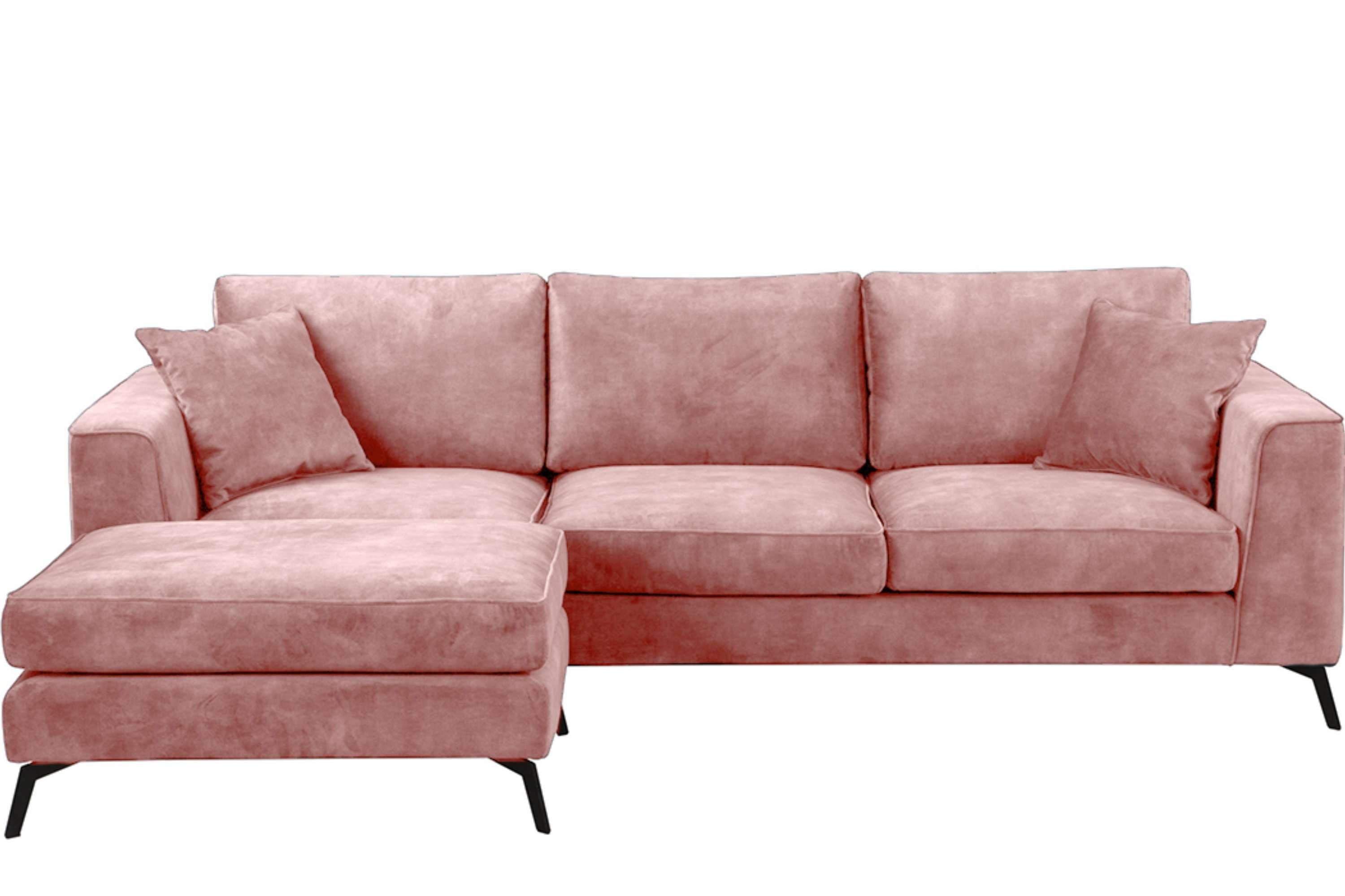 rosa hohe rosa Konsimo Beschichtung Loft-Stil, hydrophobe Design, Ecksofa links/rechts, Beine, | NORIS Ecksofa zeitloses