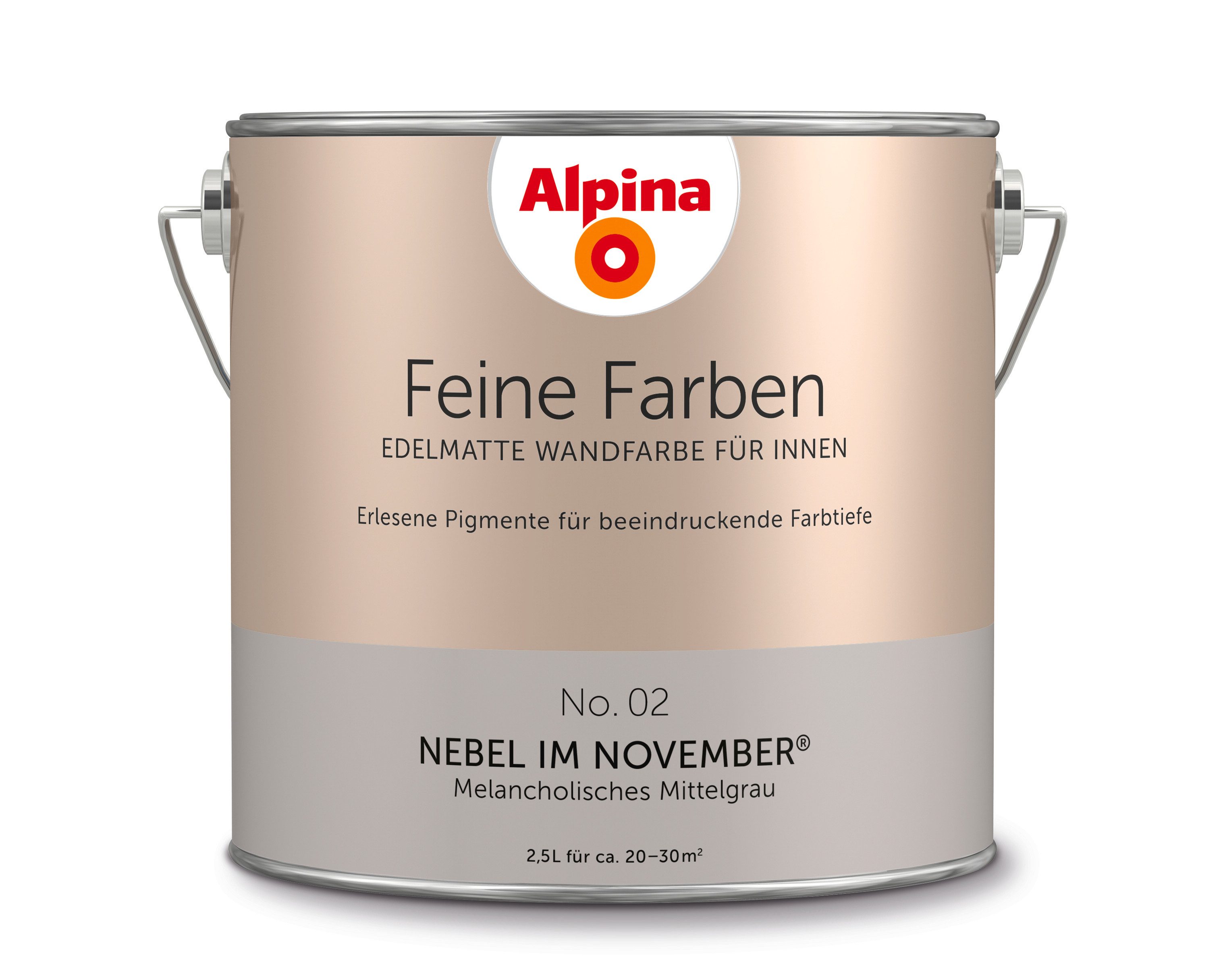 Alpina Wandfarbe Alpina Feine Farben edelmatt 2,5 Liter - Farbfamilie Grau
