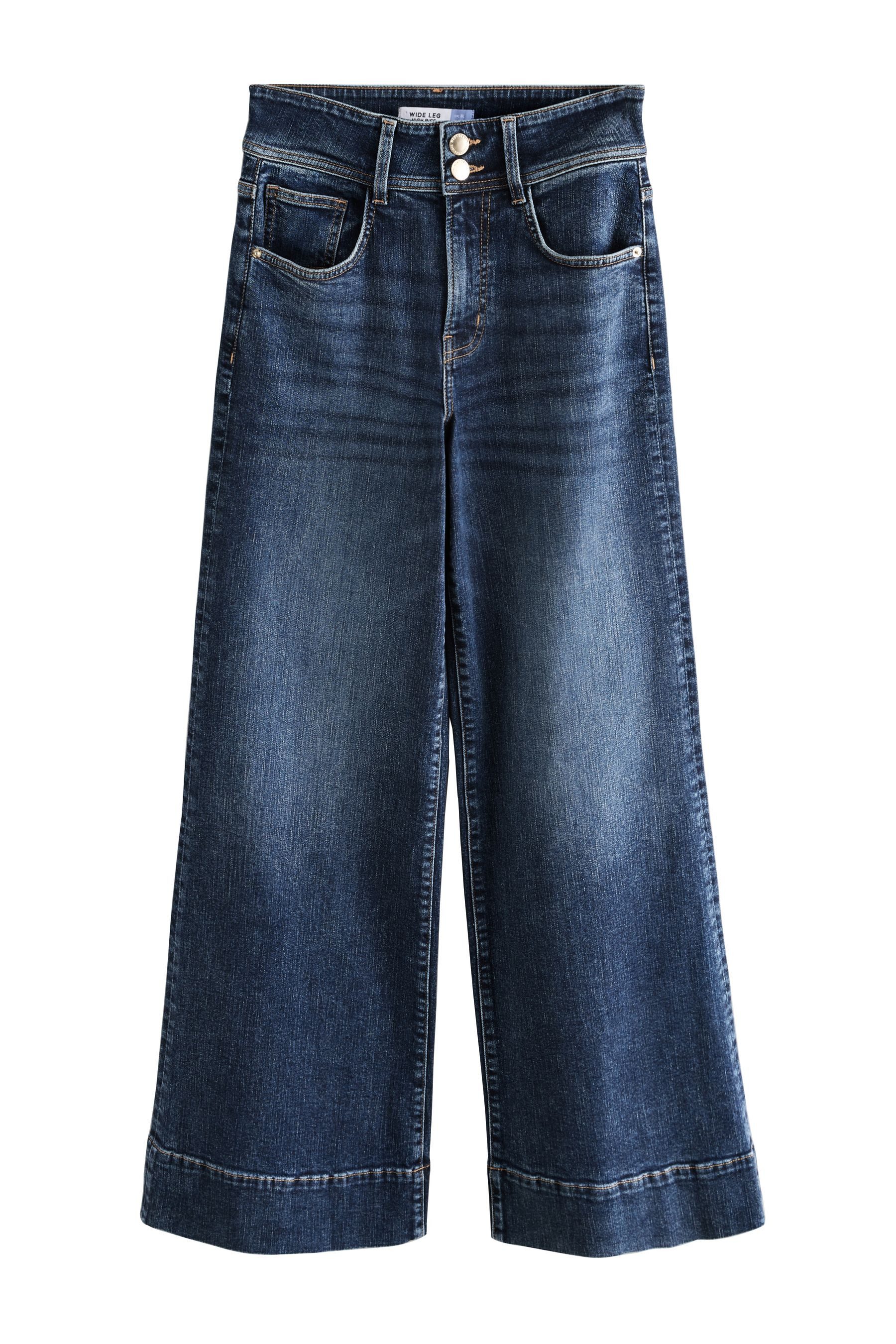 Next Stretch-Jeans Hochbund-Stretchjeans mit weitem Bein, Kurzgröße (1-tlg)