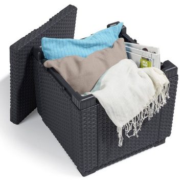 Allibert Gartenlounge-Hocker Cube With Cushion, inkl. Kissen [6cm] u. Stauraum [42x42x39cm]; witterungsbeständig u. pfelegeleicht