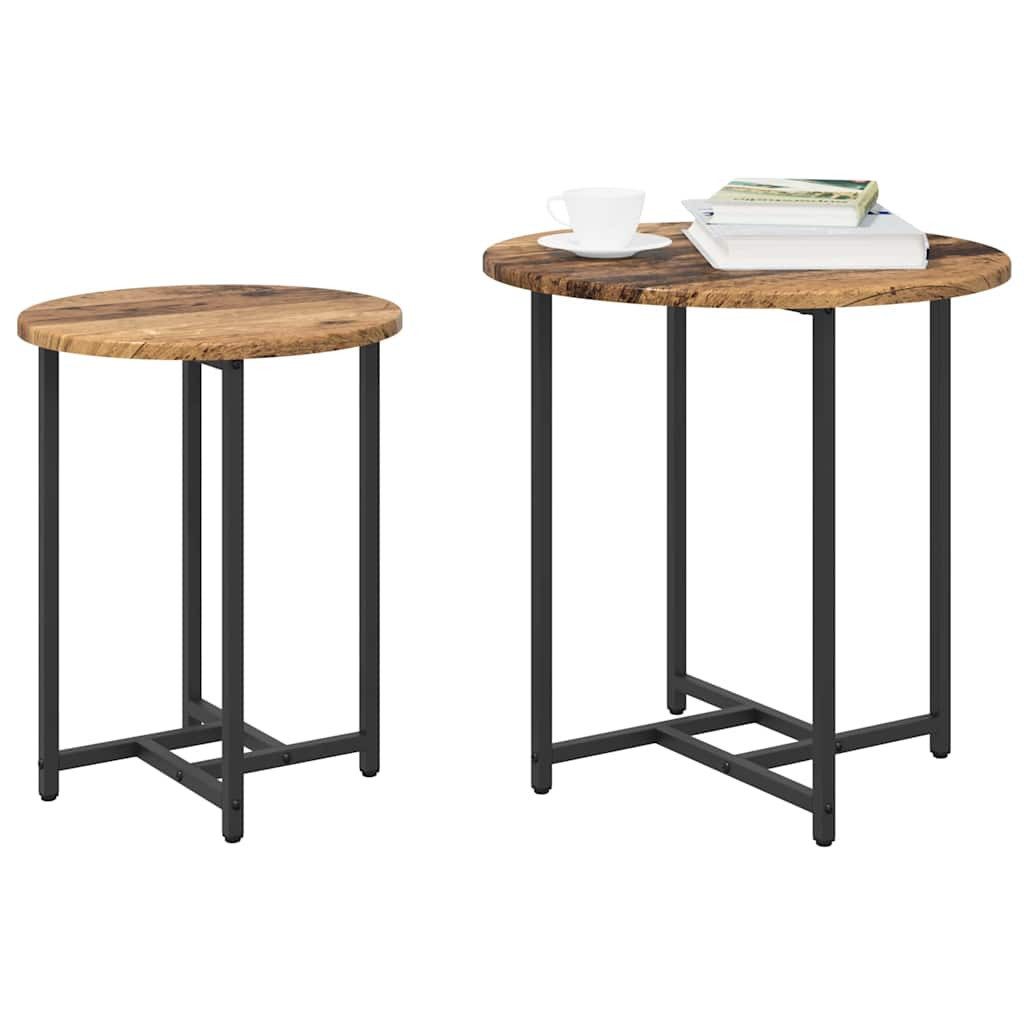 vidaXL Beistelltisch Beistelltisch-Set 2 stk. Altholz und Schwarz 50 x 50 x 50 cm (2-St)