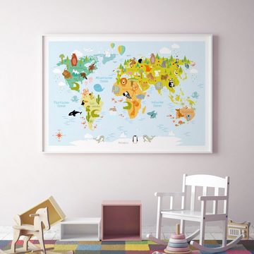 nikima Poster Kinder Weltkarte modern, Weltkarte, in 3 Größen