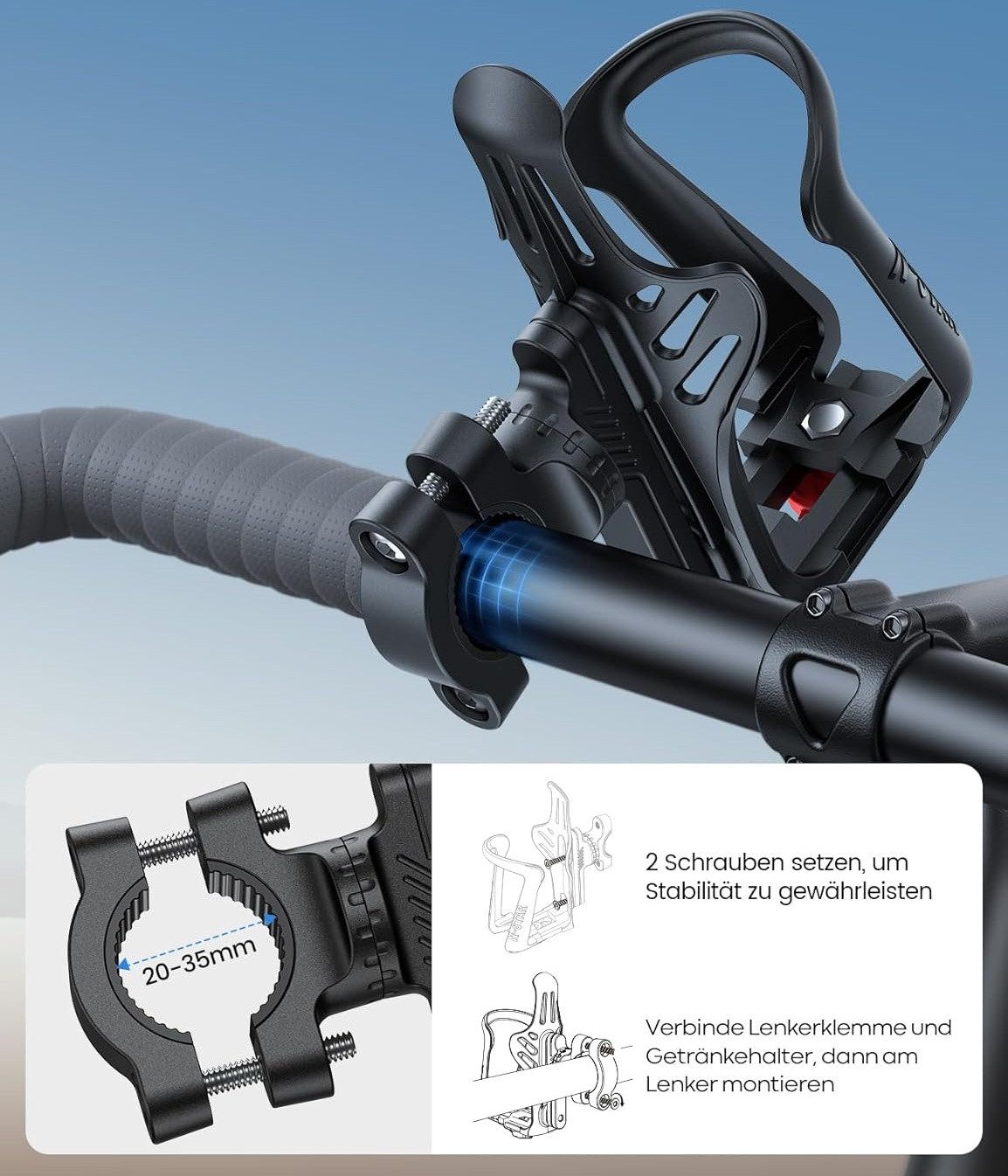 BlingBin Fahrrad-Flaschenhalter Fahrrad Getränkehalter Motorrad Trinkflaschenhalter Einstellbare, (1er Set, 1-St., 1pcs), Trinkflaschenhalter für Rahmen und Lenker, Flaschenhalterung