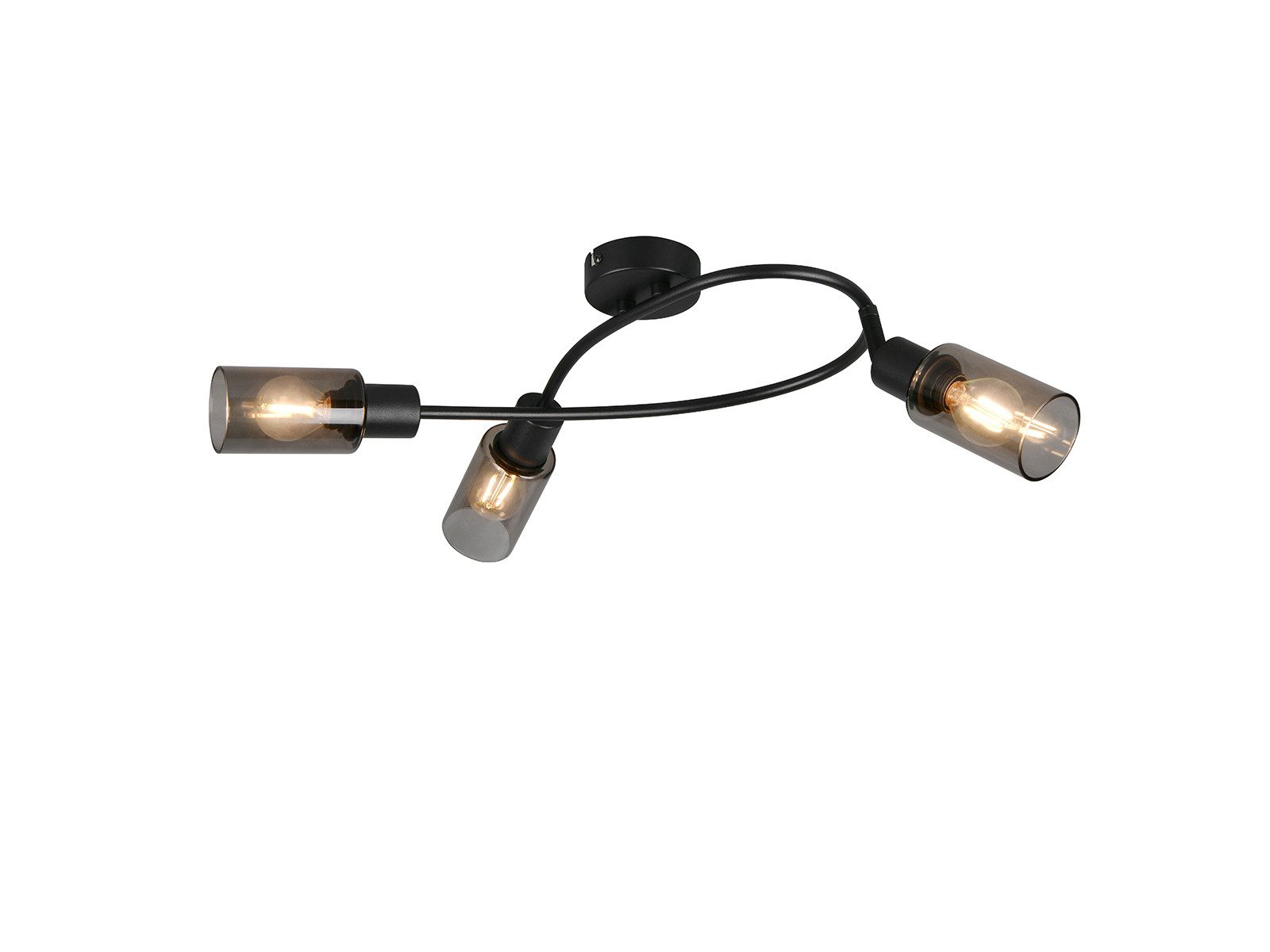 Reality Leuchten LED Deckenleuchte Lampenschirme Rauchglas, Breite 45cm, Dimmfunktion, LED wechselbar, Warmweiß, Designklassiker mit einem schwenkbaren Strahler & Leuchtmitteln