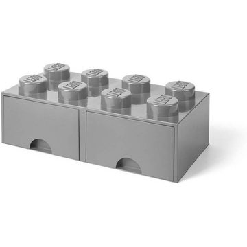 Room Copenhagen Aufbewahrungsdose LEGO® Storage Brick 8 Grau, mit 2 Schubladen, Baustein-Form, stapelbar