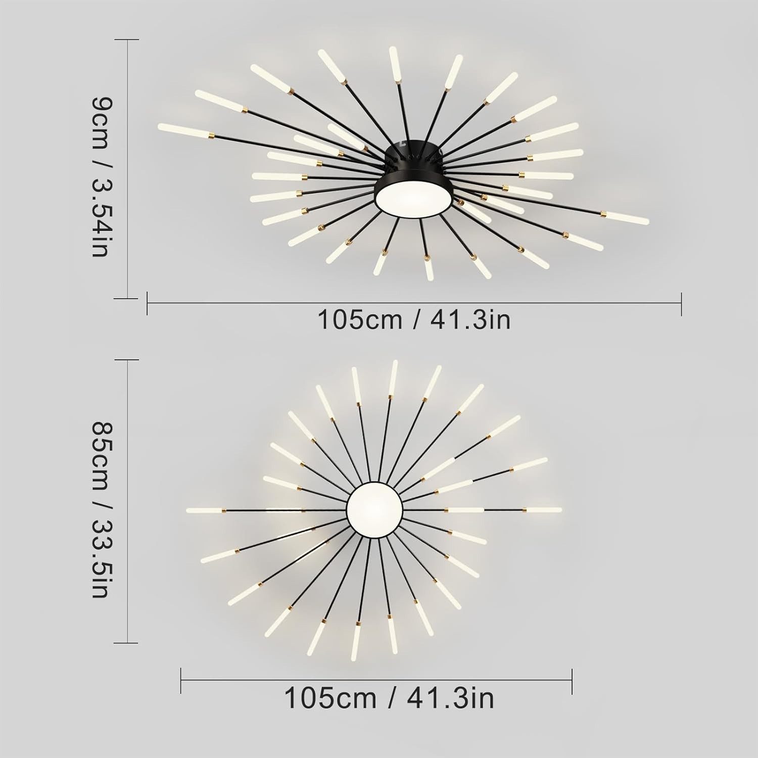 RRBEST Deckenleuchte Modern Deckenleuchte mit Fernsteuerung, LED Deckenleuchte Dimmbar, Wohnzimmerlampe, Schlafzimmerlampe. schwarz – Bild 4 von 4