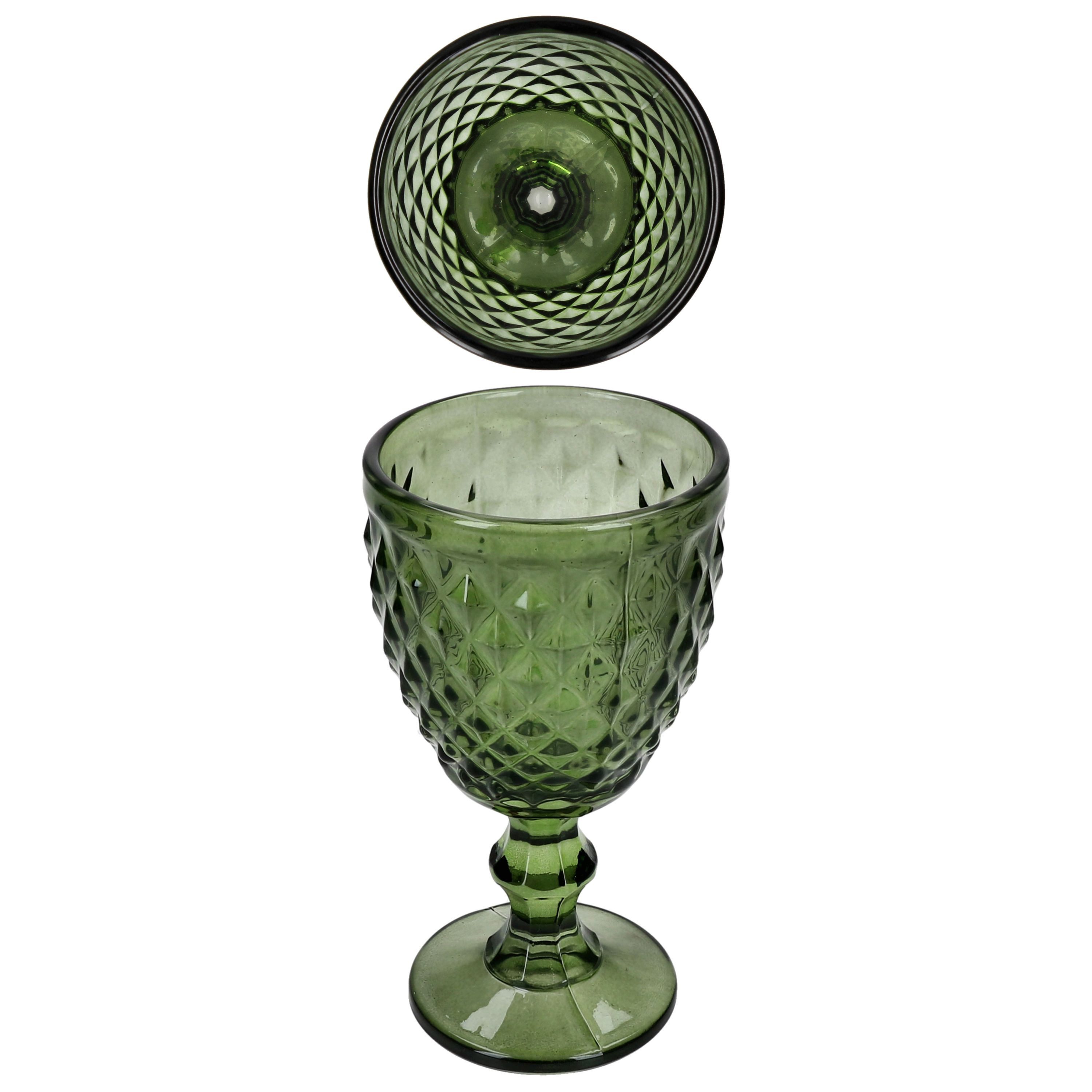 MamboCat Weinglas 6x Diamond Weingläser grün 0,2L Glas Relief Weißwein Rotwein Wasser, Glas – Bild 4 von 5