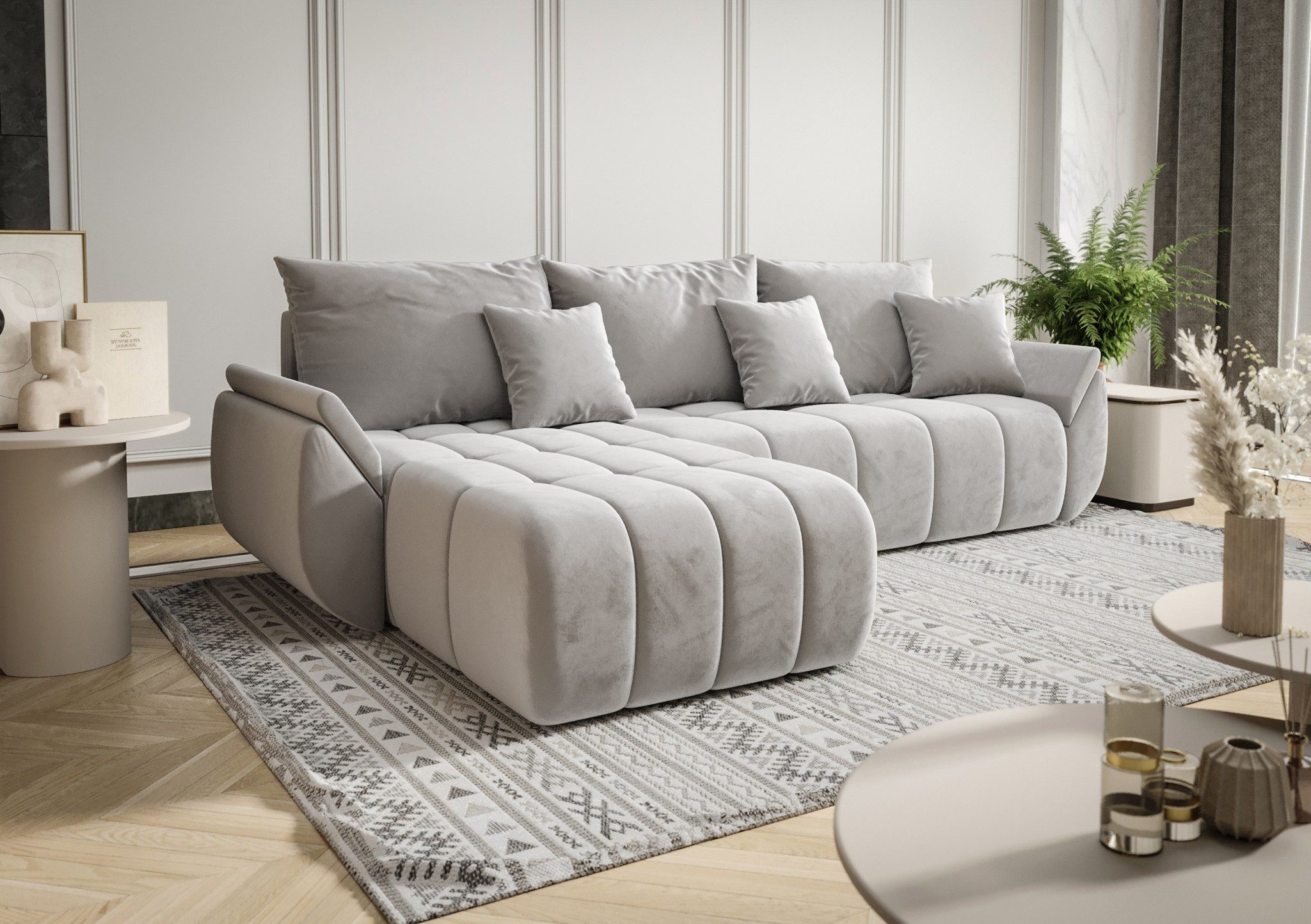 Fun Möbel Ecksofa Schlafsofa Sofa Louise in Stoff Monolith, Ottomane Links günstig online kaufen