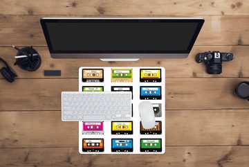 MuchoWow Gaming Mauspad Muster - Kassettenkassetten - Musik (1-St), Mousepad mit Rutschfester Unterseite, Gaming, 40x40 cm, XXL, Großes
