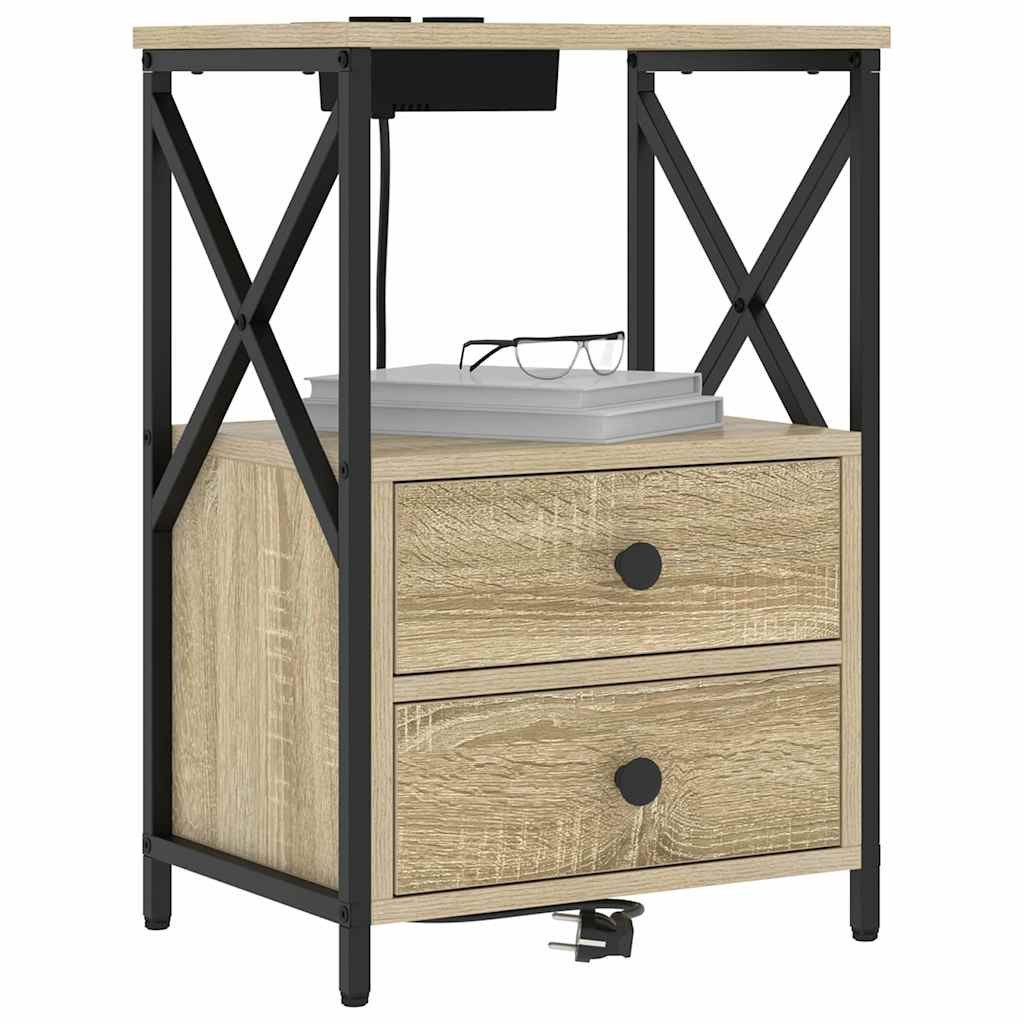vidaXL Nachttisch Nachttisch 2 stk. Sonoma-Eiche 40 x 31 x 60 cm Holzwerkstoff (2-St) – Bild 3 von 5