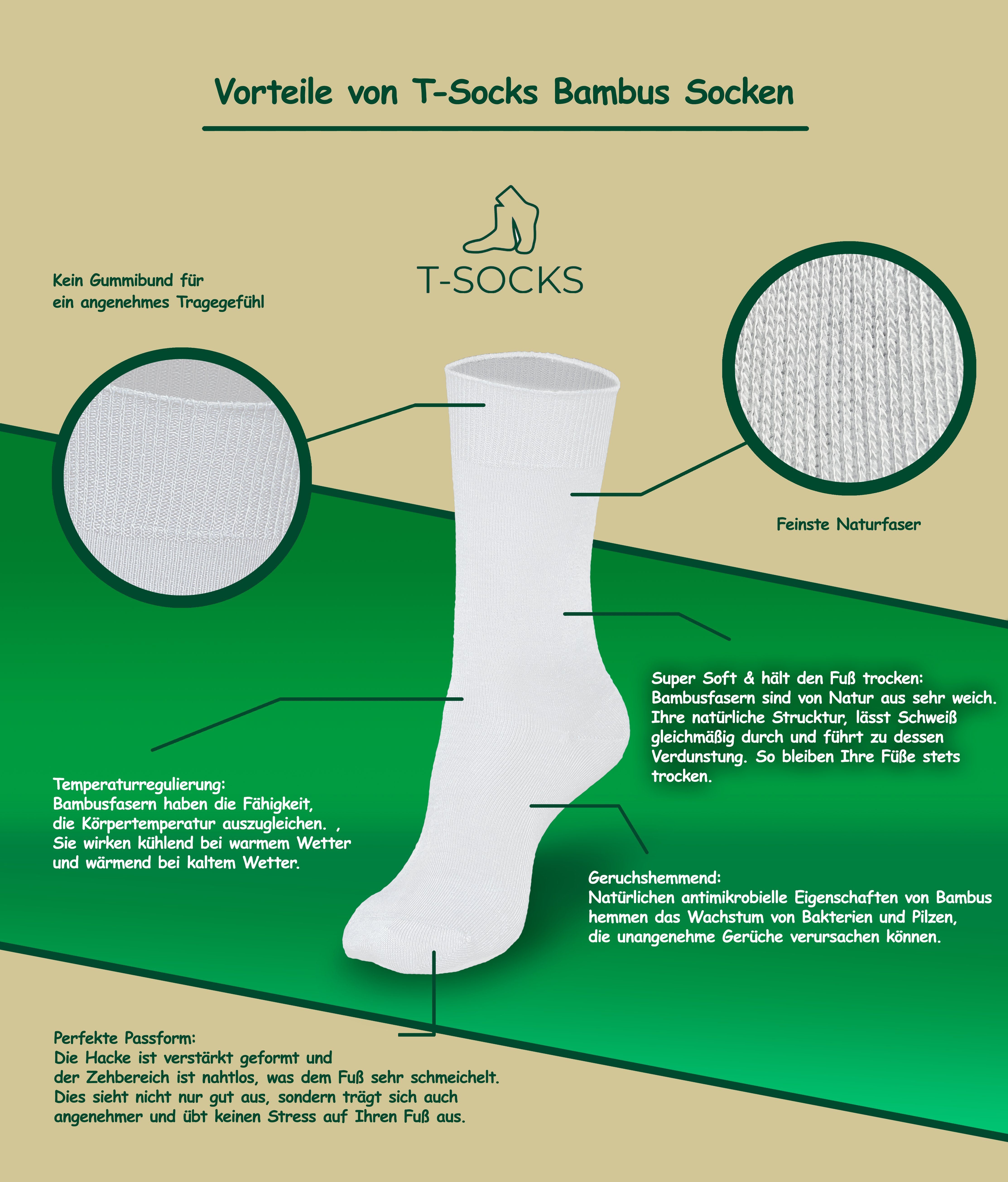 T-Socks Basicsocken Paar 80%-atmungsaktiv&anti Bambusviskose (8-Paar) Schweiß aus Bambus-Socken 4/8
