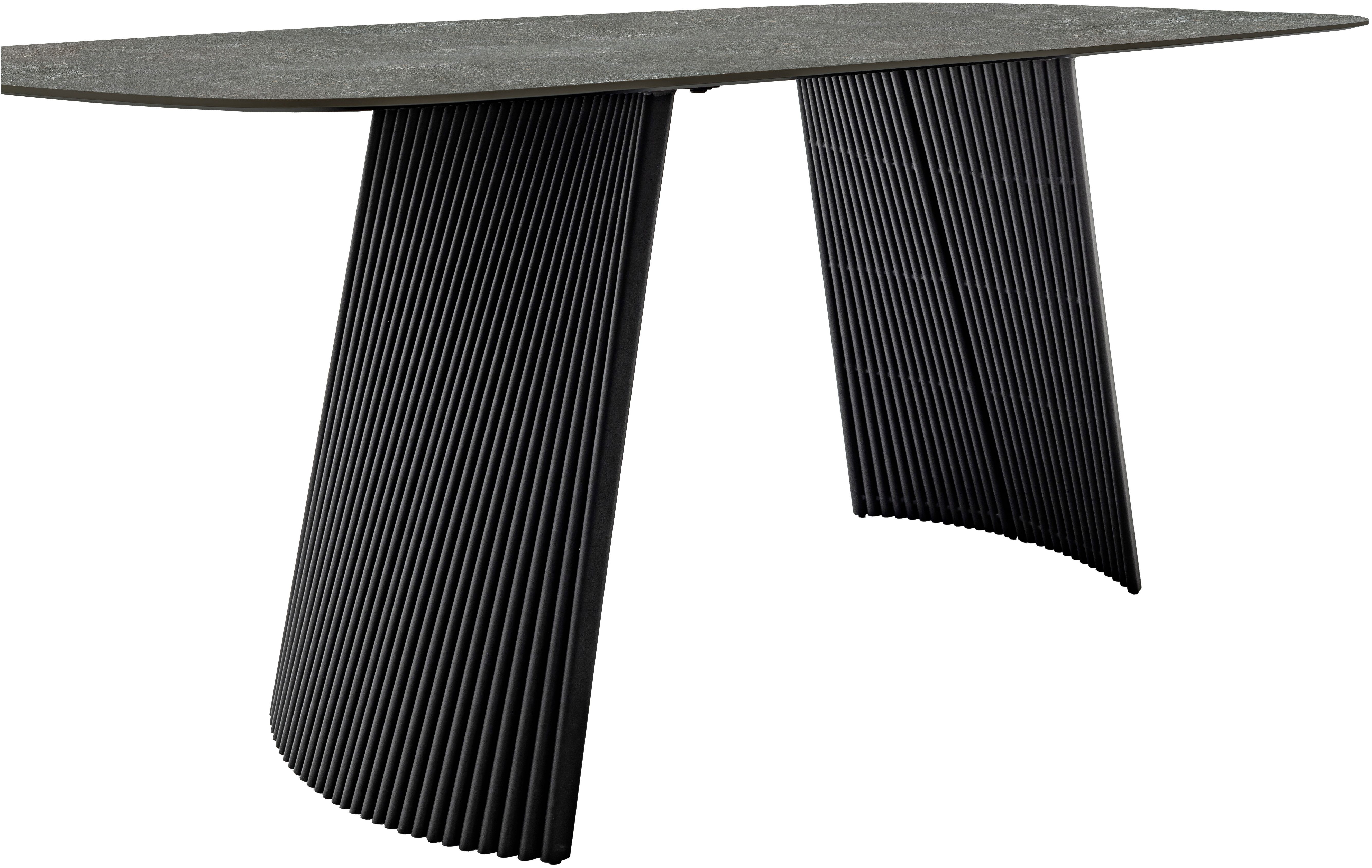 MCA furniture Esstisch TOBELO Wangentisch 180x90cm (1-St), Keramik, Metall, schwarz marmoriert, dining table, 4-6 Personen