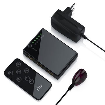 Primewire Audio / Video Matrix-Switch, 5-Port UHD HDMI Switch / Verteiler mit Fernbedienung, 4K, 3D, CEC, ARC