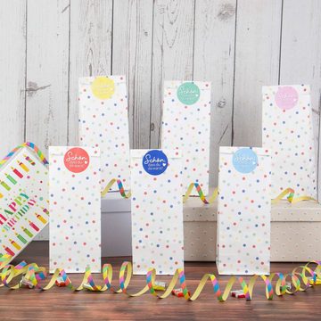 PAPIERDRACHEN Geschenkpapier Partytüten Set - 24 Geschenktüten mit Stickern zum Geburtstag