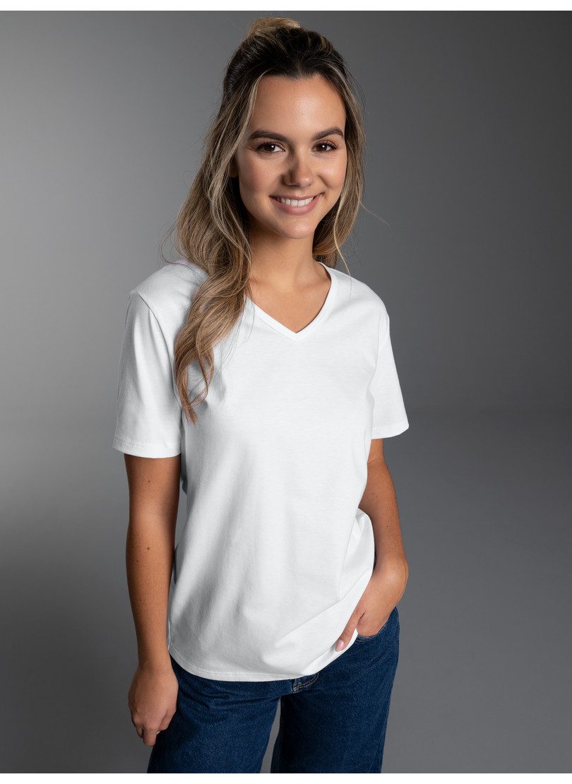 T-Shirt TRIGEMA T Shirt aus Biobaumwolle mit V-Ausschnitt