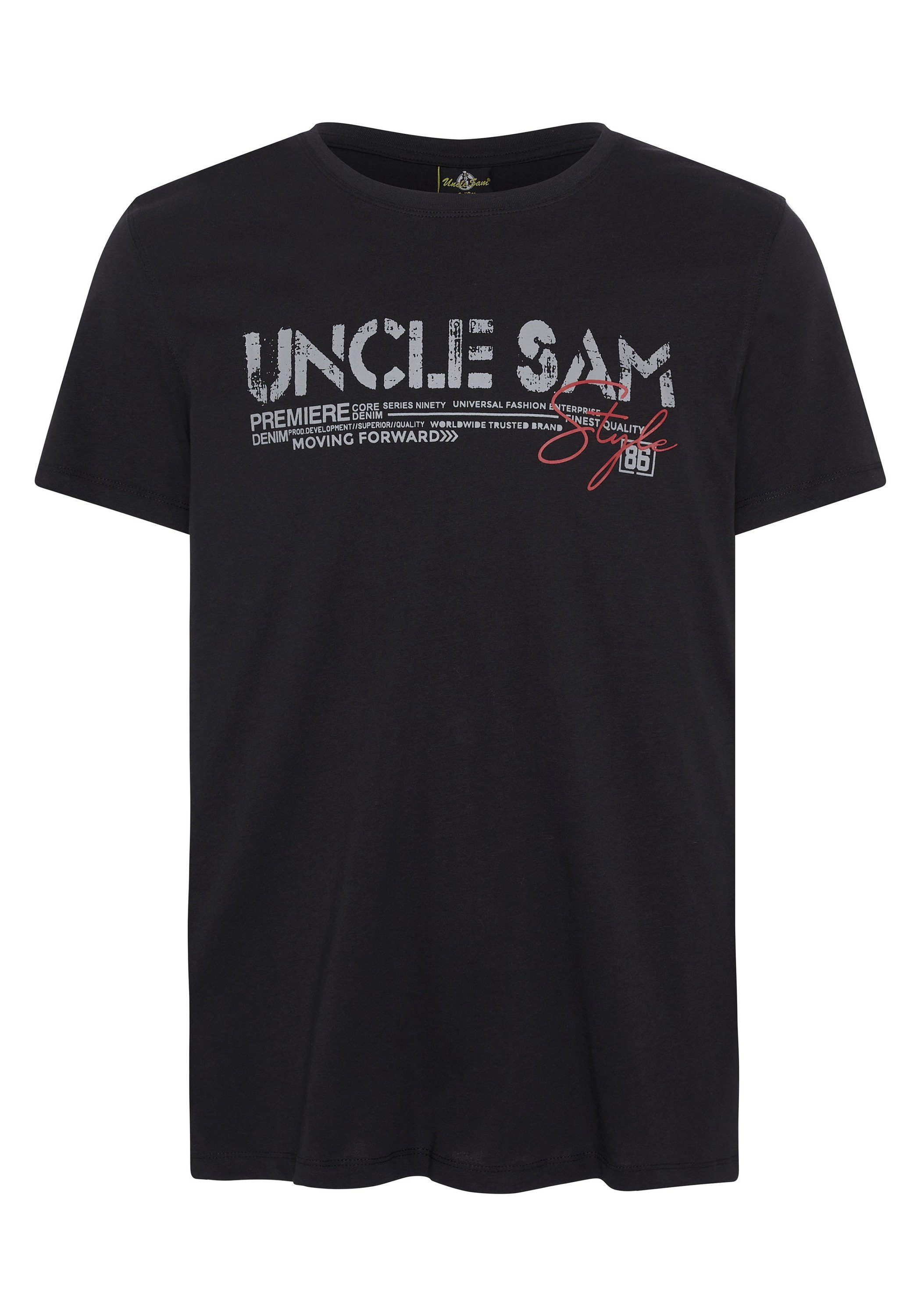 [Menge ist groß] Uncle Sam Print-Shirt Black relaxter Beauty in Passform 19-3911