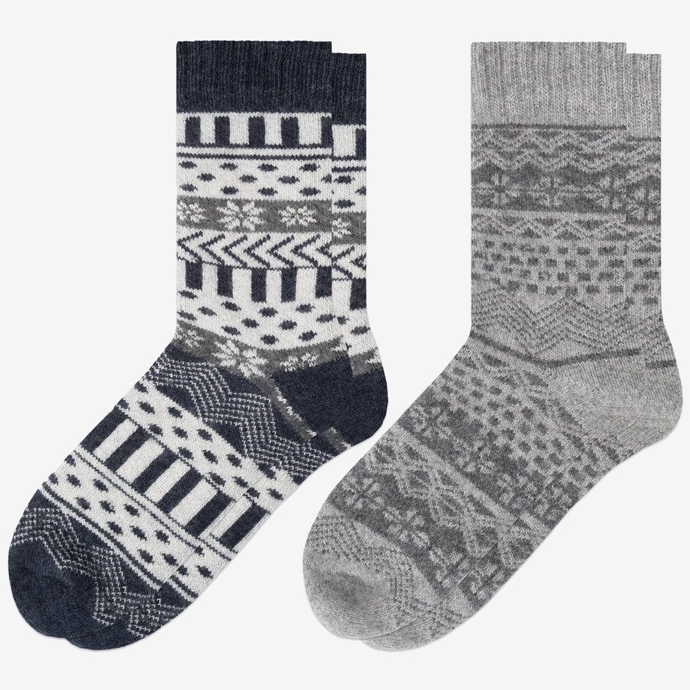 OCCULTO Norwegersocken Damen & Herren Dicke Merino Wollsocken 2er Pack (Modell: Lumi) (2-Paar)