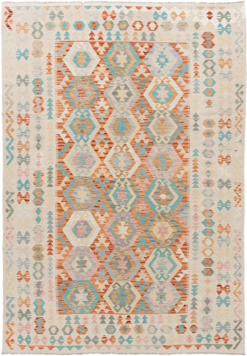 Orientteppich Kelim Nain Afghan rechteckig, 205x293 Höhe: Orientteppich, Trading, Handgewebter 3 mm