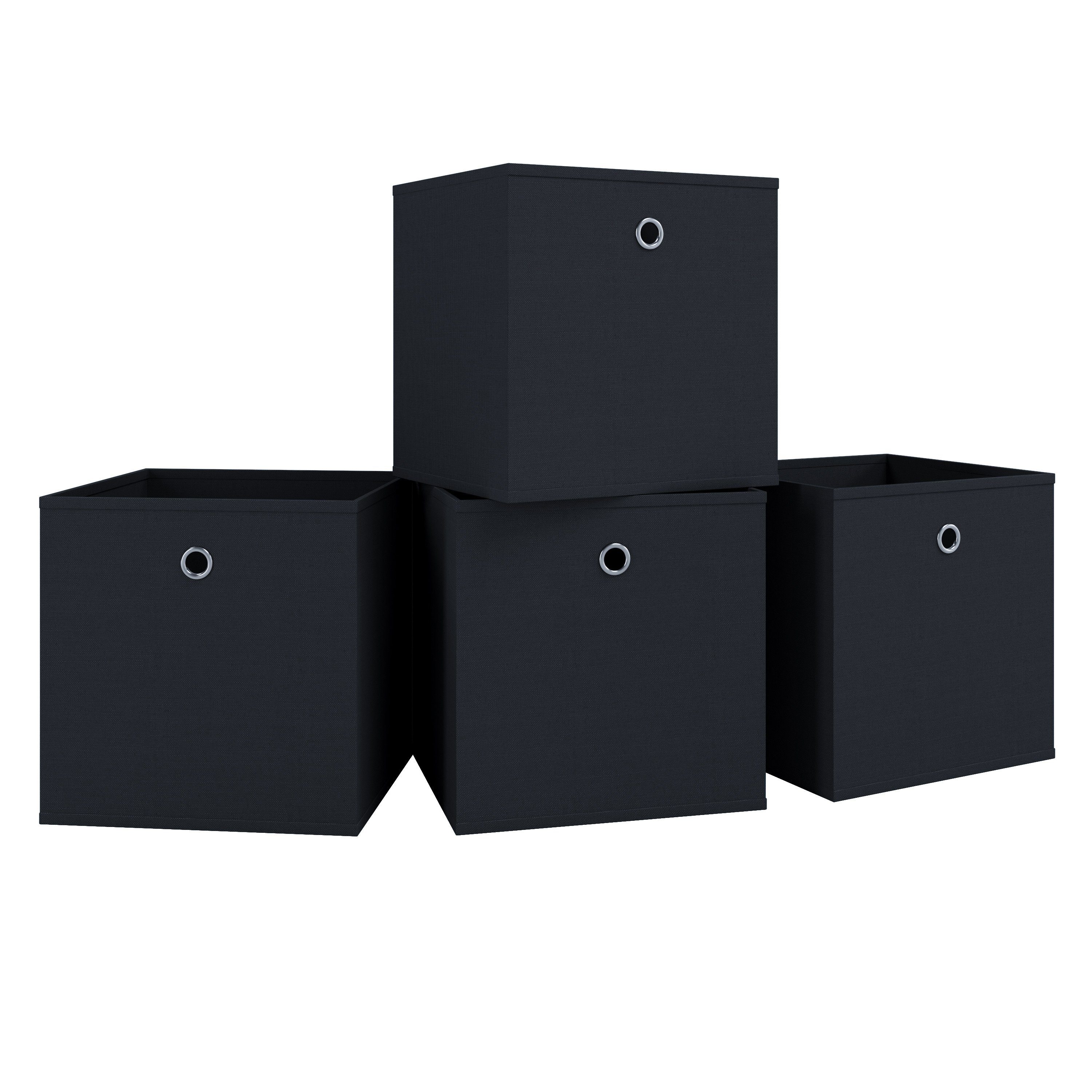 VCM Faltbox Boxas 4er Set B. 27 x T. 27 x H. 28 cm (Spar-Set, 4), Platzsparende Lösung gegen Chaos, Diele oder Kleiderschrank, 4 Fächer